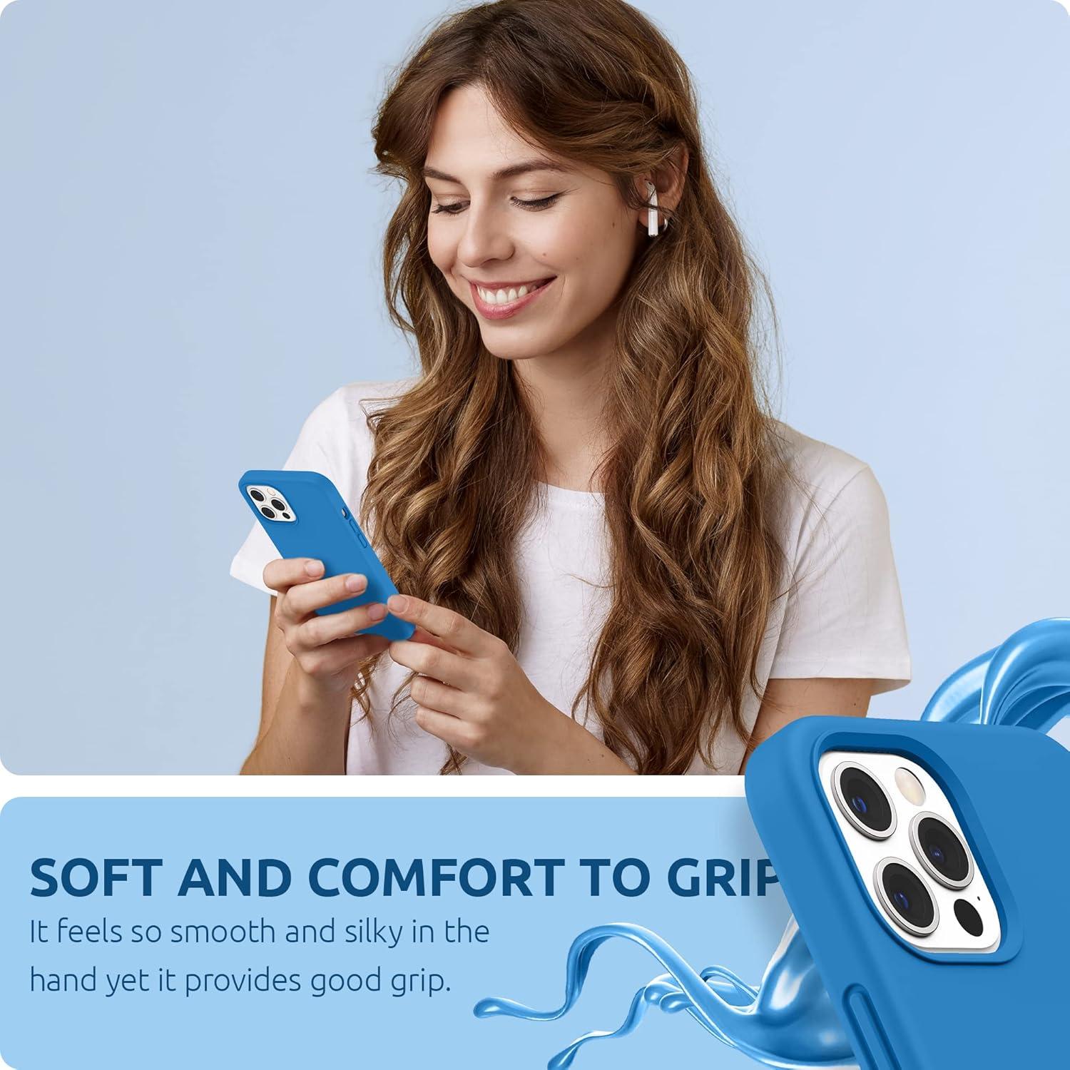 imageSURPHY Designed for iPhone 12 Pro Max Case 67 inches Liquid Silicone Phone Case with Microfiber Lining for iPhone 12 Pro Max 2020 Mint GreenBlue