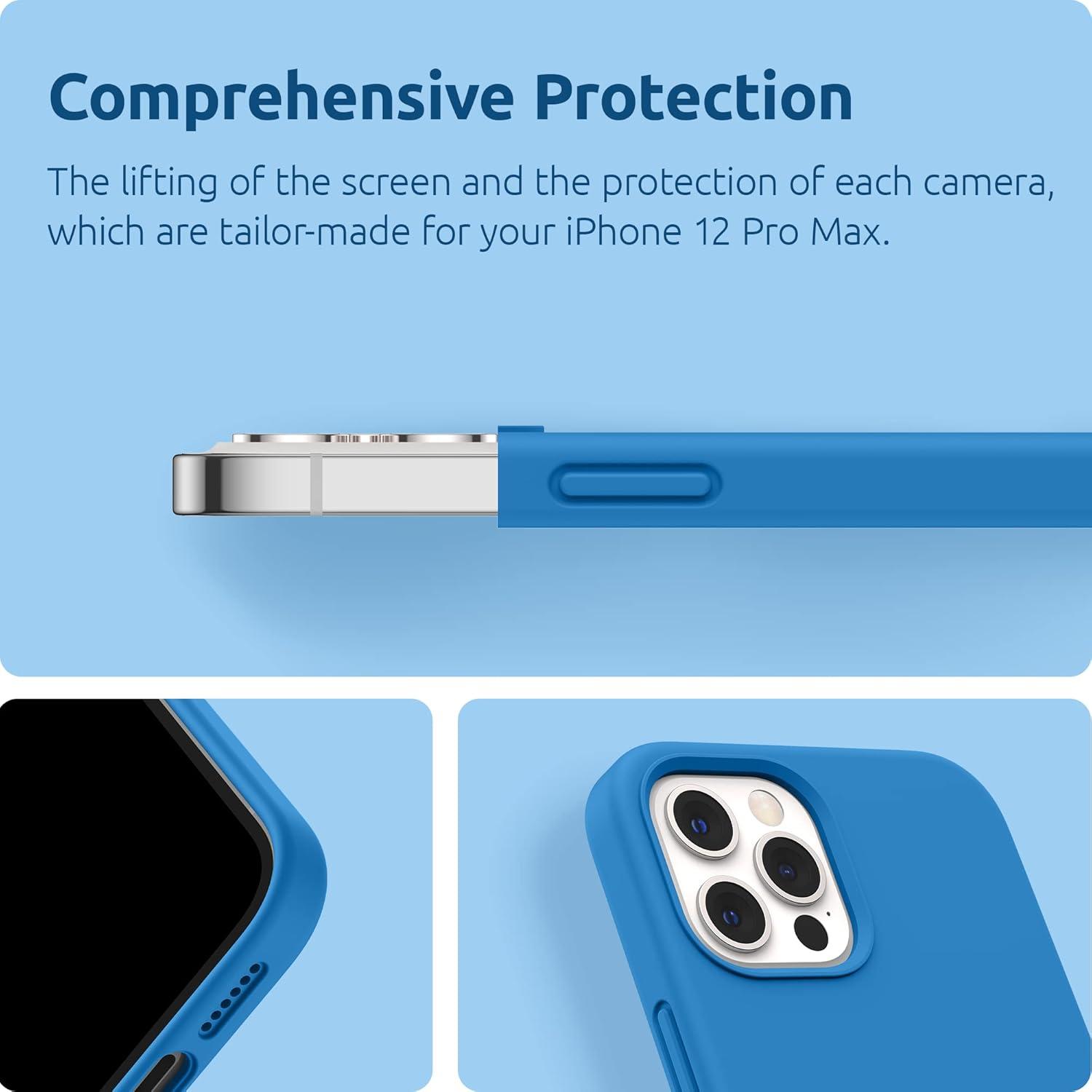 imageSURPHY Designed for iPhone 12 Pro Max Case 67 inches Liquid Silicone Phone Case with Microfiber Lining for iPhone 12 Pro Max 2020 Mint GreenBlue