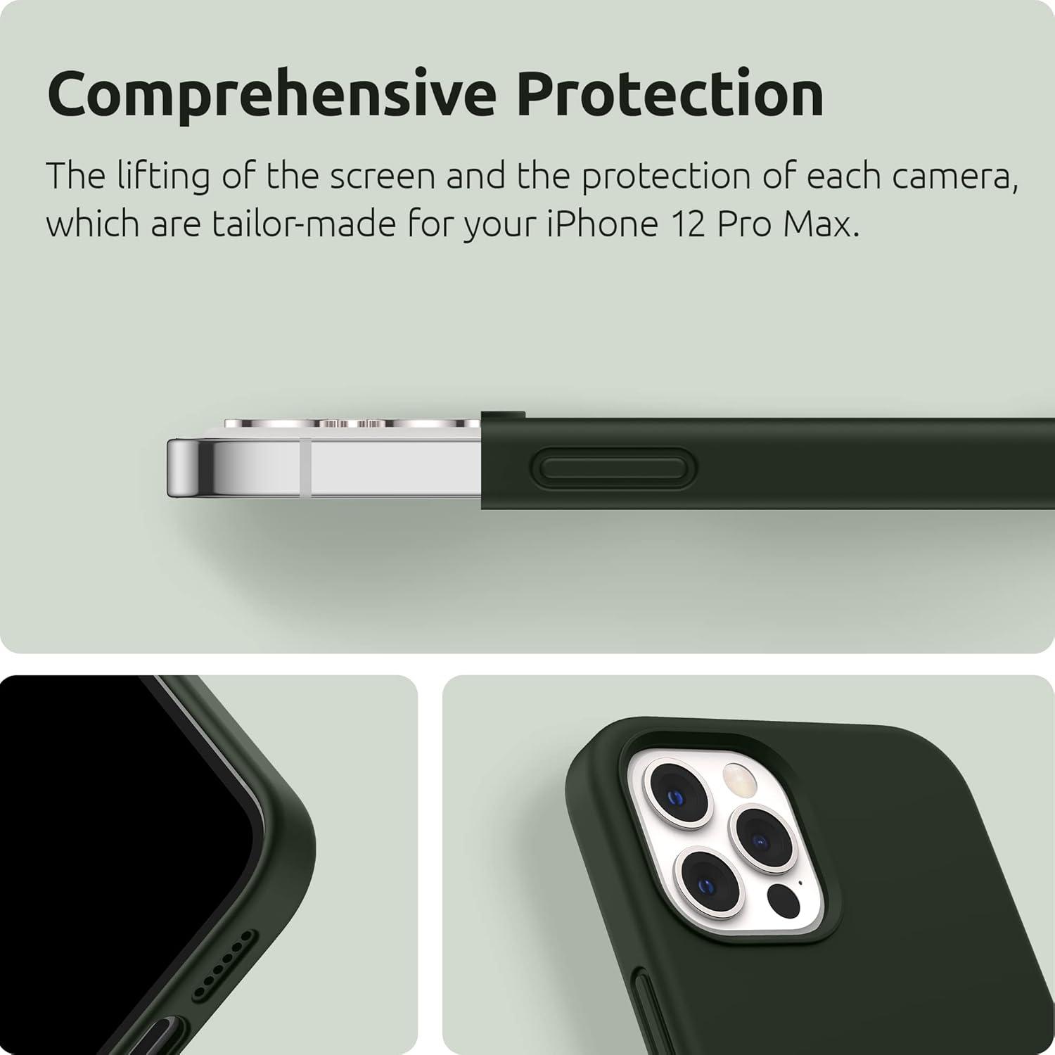 imageSURPHY Designed for iPhone 12 Pro Max Case 67 inches Liquid Silicone Phone Case with Microfiber Lining for iPhone 12 Pro Max 2020 Mint GreenCyprus Green