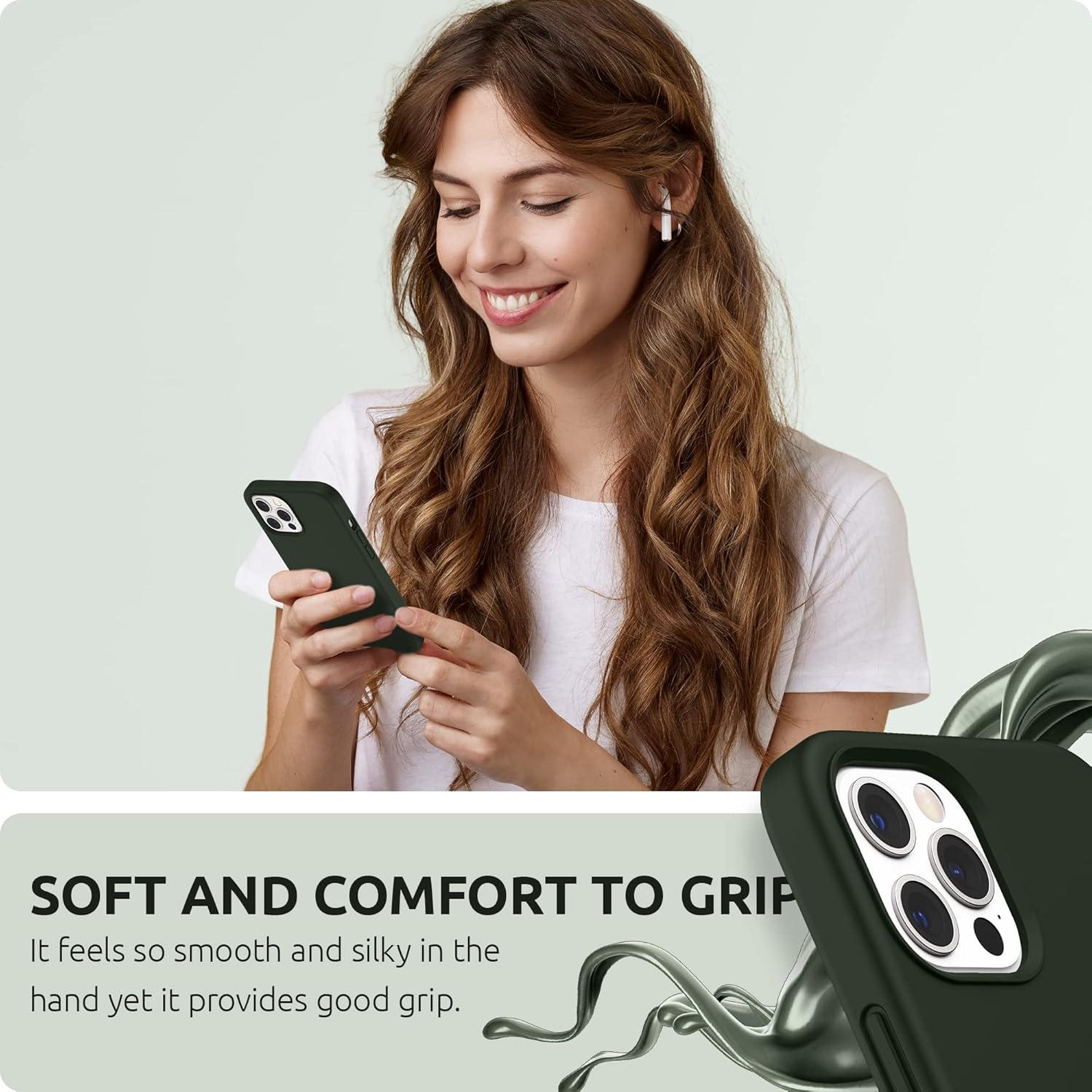 imageSURPHY Designed for iPhone 12 Pro Max Case 67 inches Liquid Silicone Phone Case with Microfiber Lining for iPhone 12 Pro Max 2020 Mint GreenCyprus Green