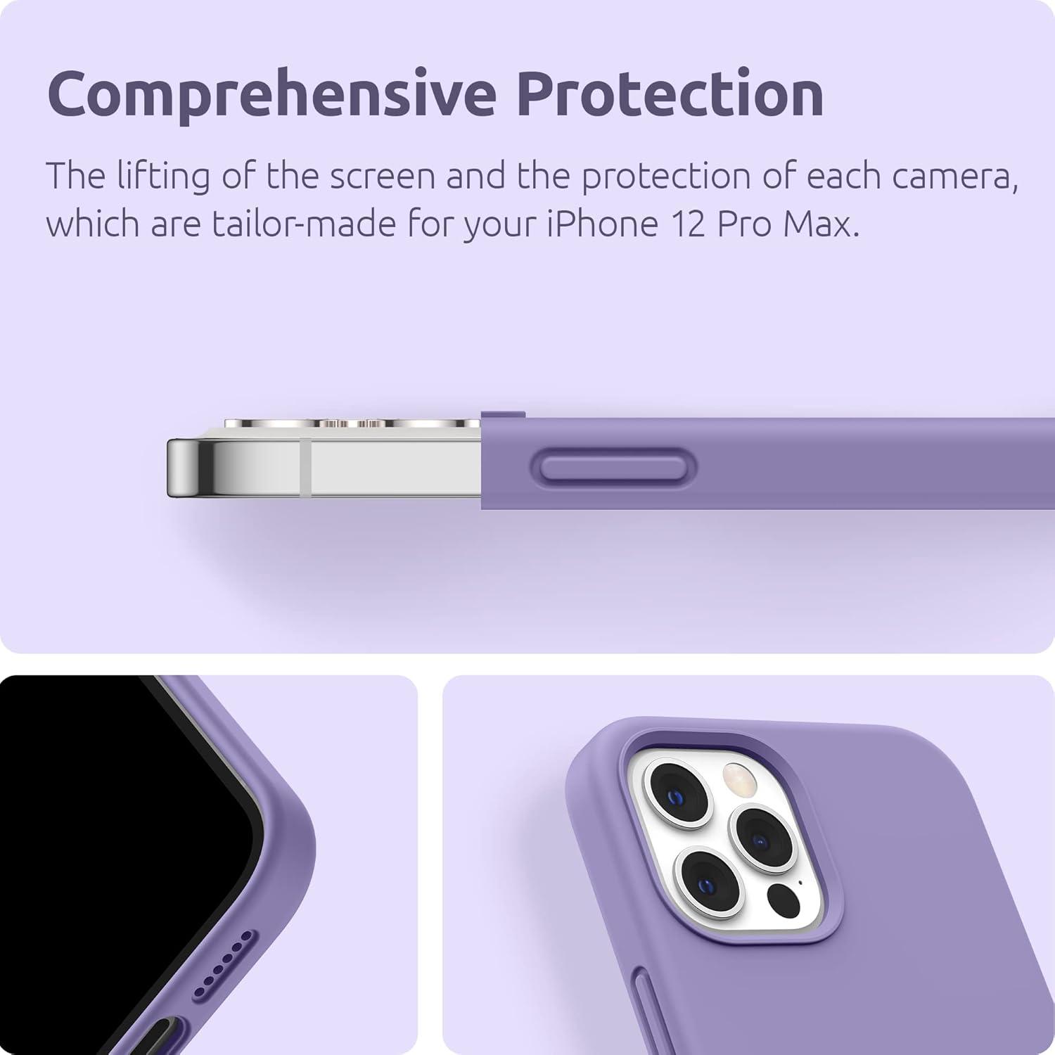 imageSURPHY Designed for iPhone 12 Pro Max Case 67 inches Liquid Silicone Phone Case with Microfiber Lining for iPhone 12 Pro Max 2020 Mint GreenLight Purple