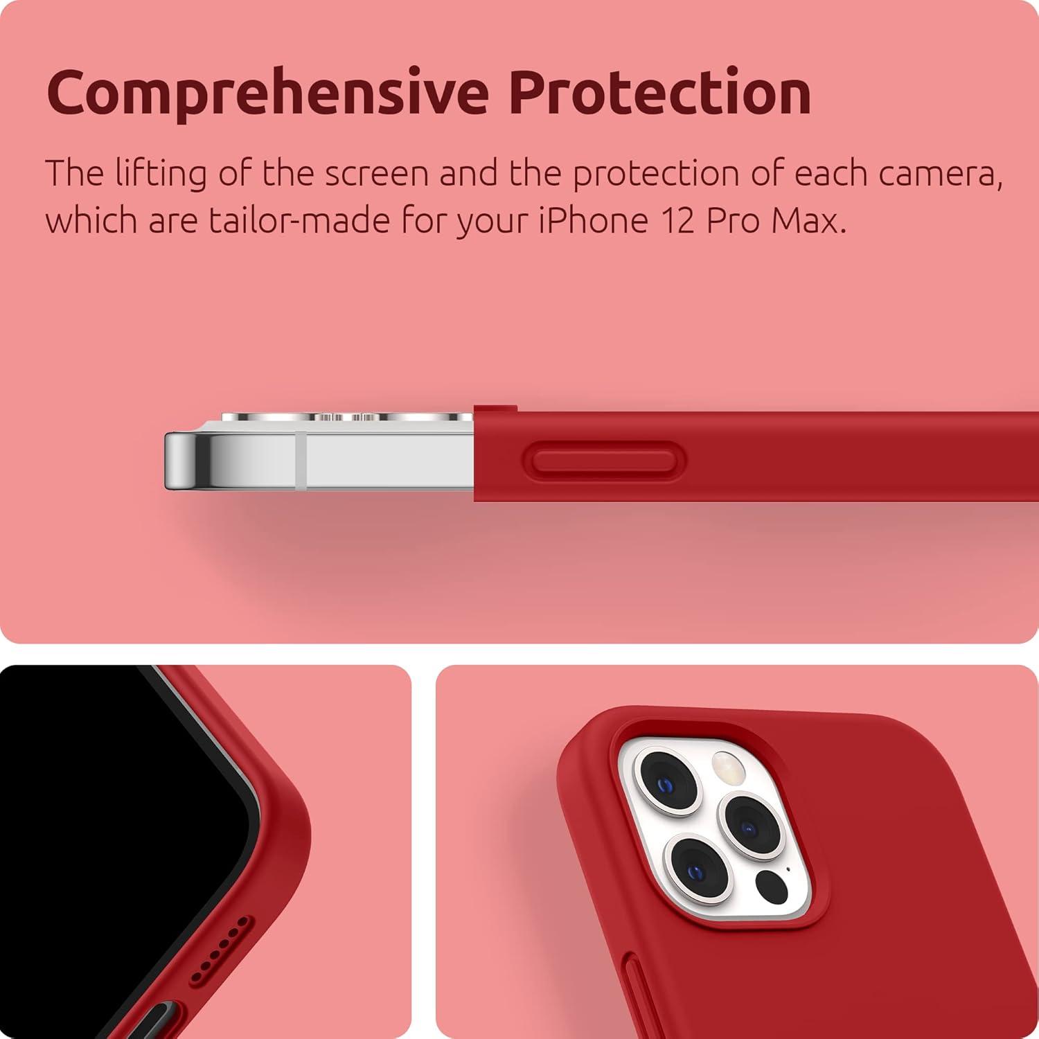 imageSURPHY Designed for iPhone 12 Pro Max Case 67 inches Liquid Silicone Phone Case with Microfiber Lining for iPhone 12 Pro Max 2020 Mint GreenRed