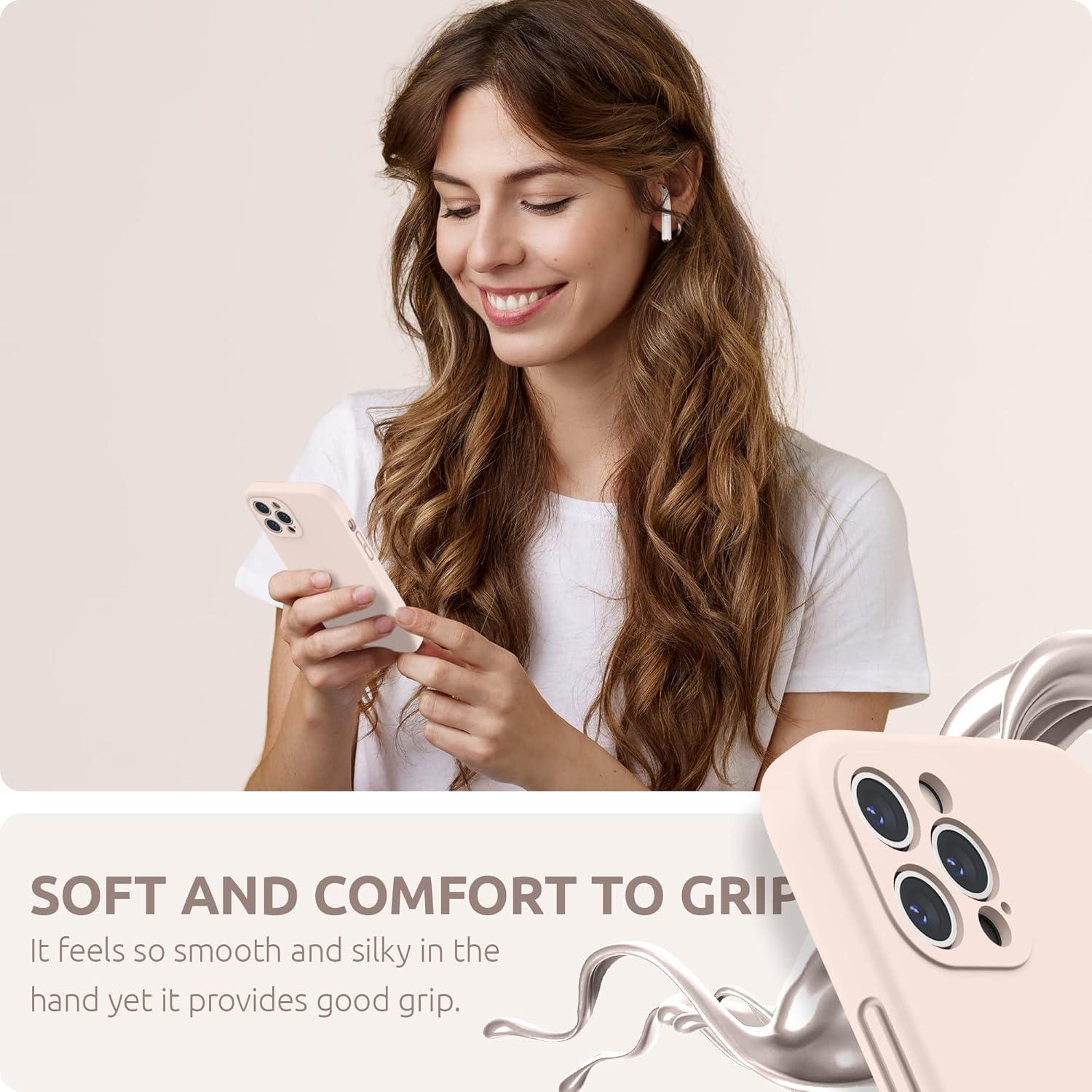 imageSURPHY Designed for iPhone 12 Pro Max Case with Camera Protection Liquid Silicone Phone Case with Microfiber Lining Cactus GreenLight Pink