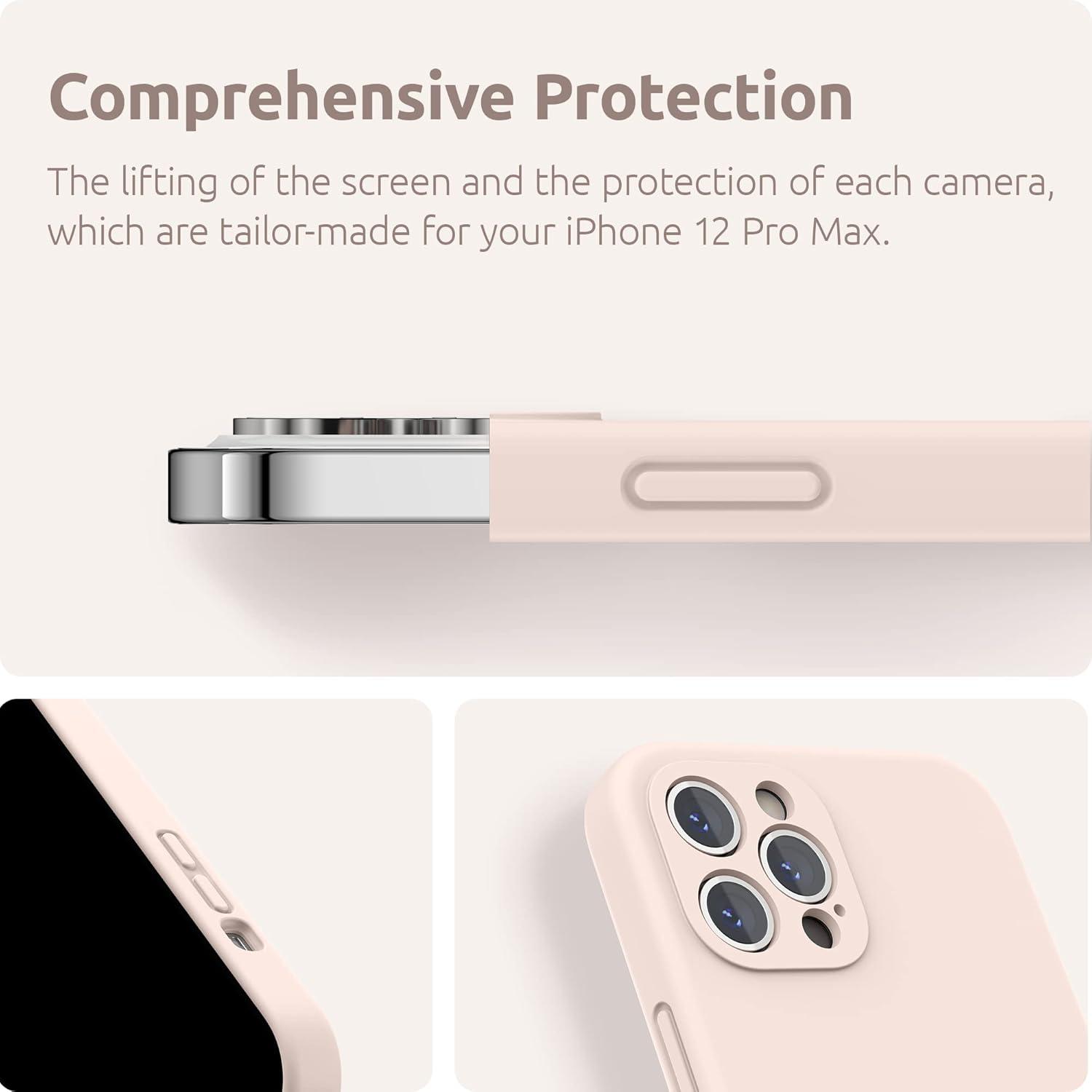 imageSURPHY Designed for iPhone 12 Pro Max Case with Camera Protection Liquid Silicone Phone Case with Microfiber Lining Cactus GreenLight Pink