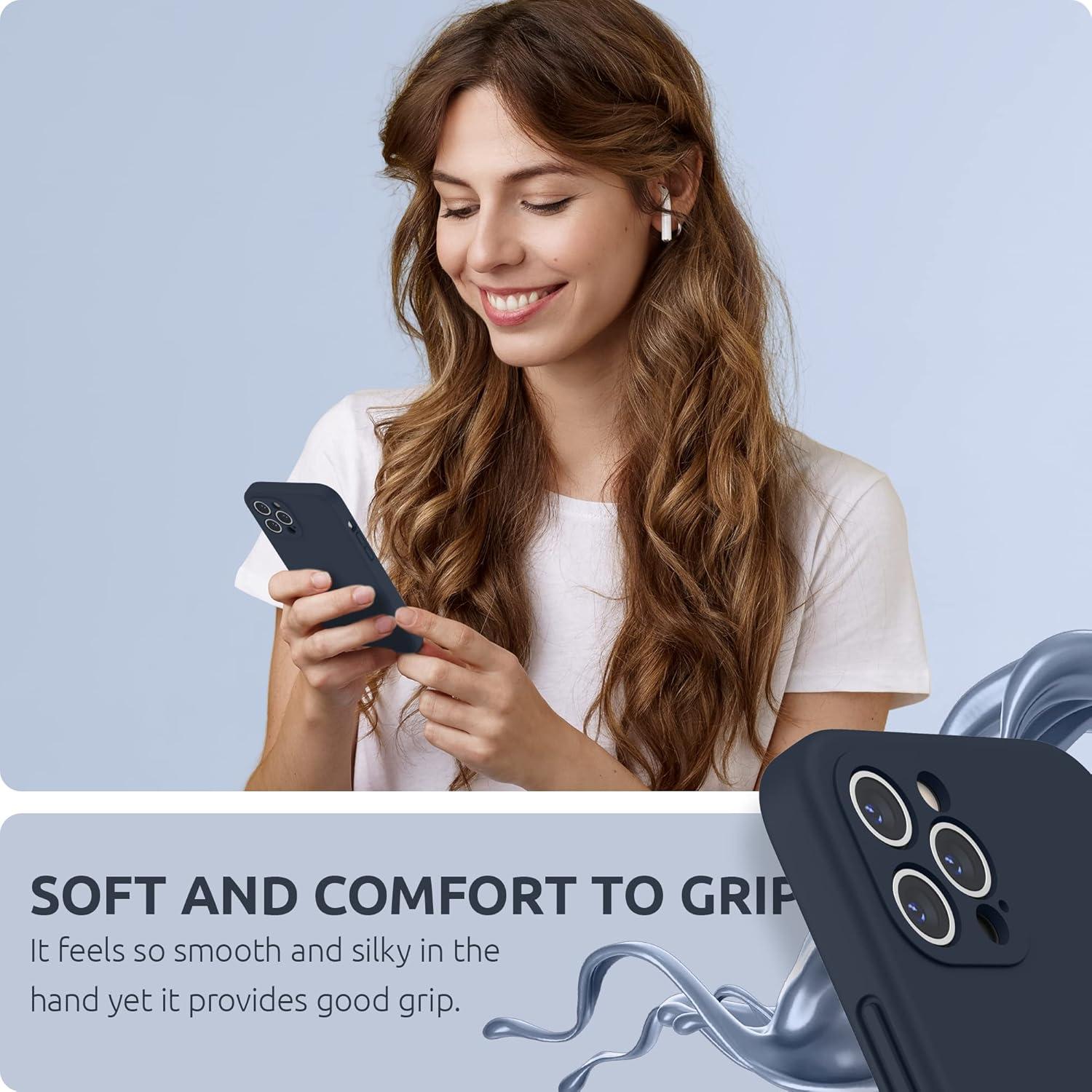 imageSURPHY Designed for iPhone 12 Pro Max Case with Camera Protection Liquid Silicone Phone Case with Microfiber Lining Cactus GreenMidnight Blue