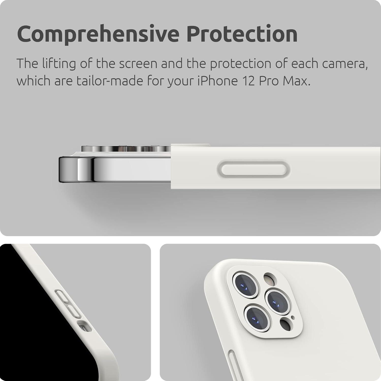 imageSURPHY Designed for iPhone 12 Pro Max Case with Camera Protection Liquid Silicone Phone Case with Microfiber Lining Cactus GreenWhite