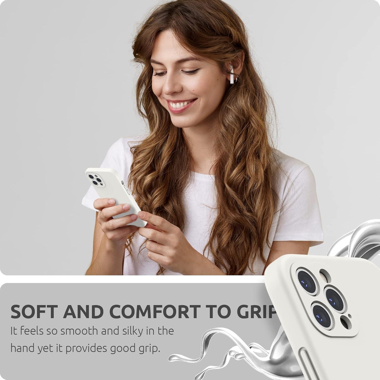 imageSURPHY Designed for iPhone 12 Pro Max Case with Camera Protection Liquid Silicone Phone Case with Microfiber Lining Cactus GreenWhite