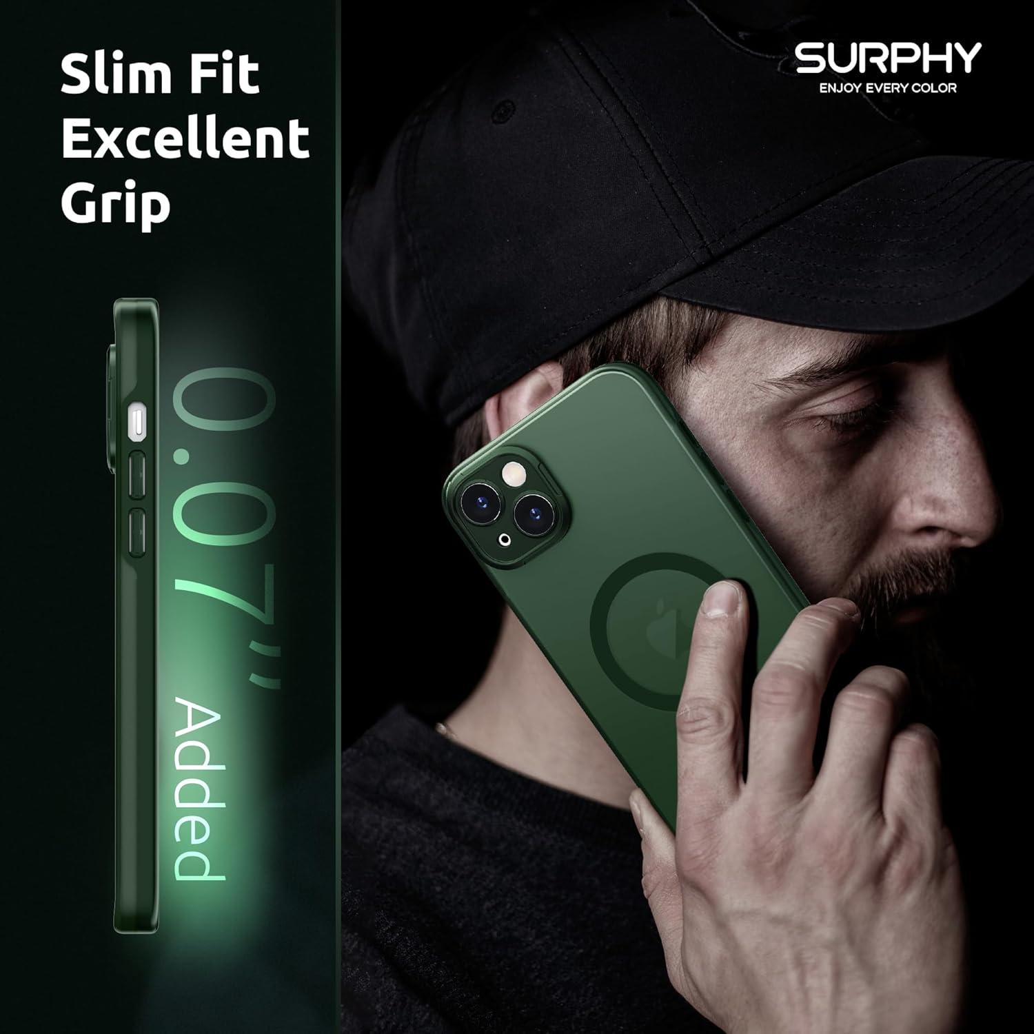 imageSURPHY Designed for iPhone 14 Case Compatible with MagSafe 61 inch 2022 with Screen Protector ampamp Camera Protector Translucent Matte Phone Case Green