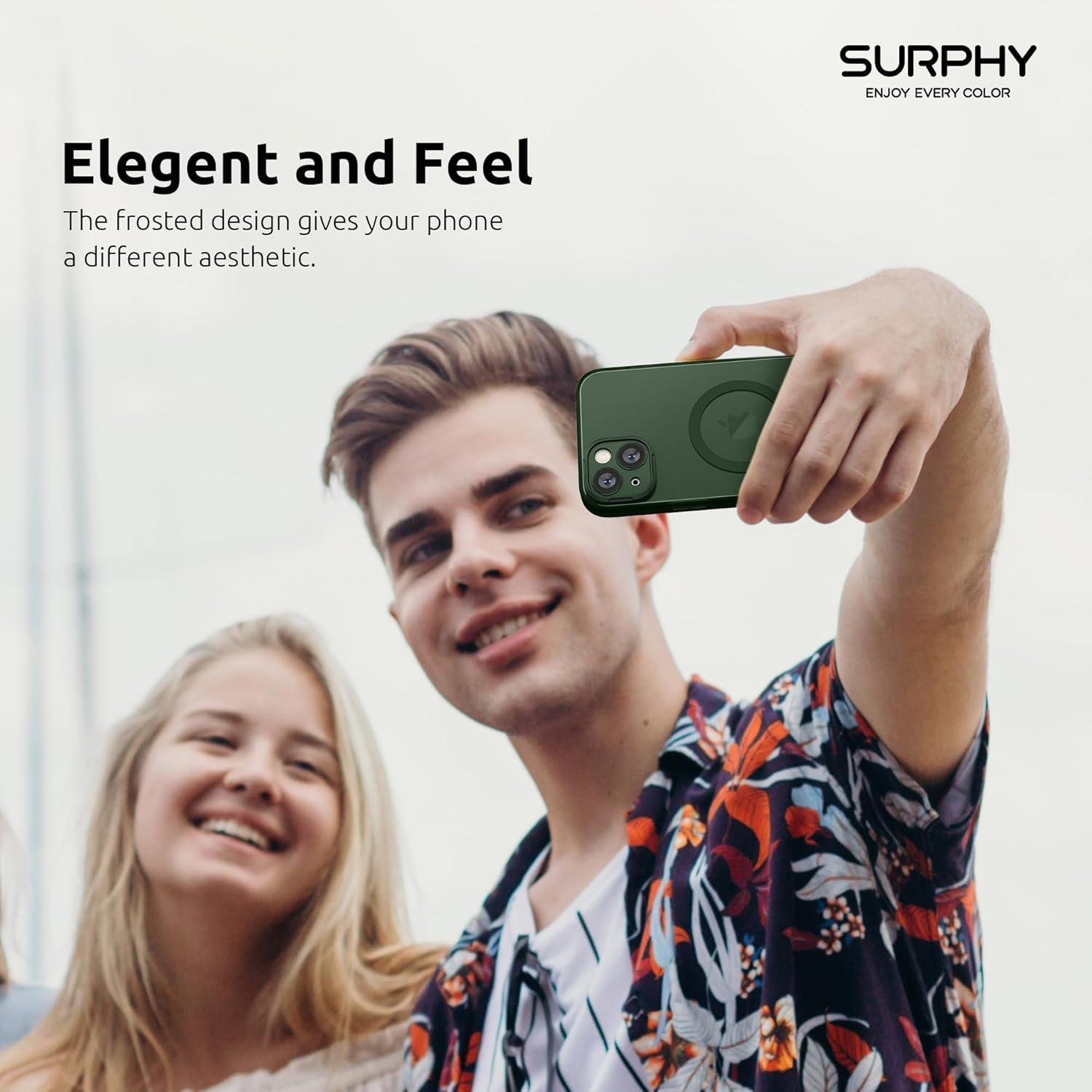 imageSURPHY Designed for iPhone 14 Case Compatible with MagSafe 61 inch 2022 with Screen Protector ampamp Camera Protector Translucent Matte Phone Case Green