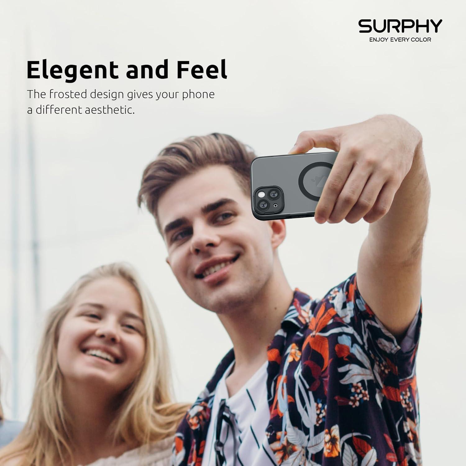 imageSURPHY Designed for iPhone 14 Plus Case Compatible with MagSafe 67 inch 2022 with Screen Protector ampamp Camera Protector Translucent Matte Phone Case Black