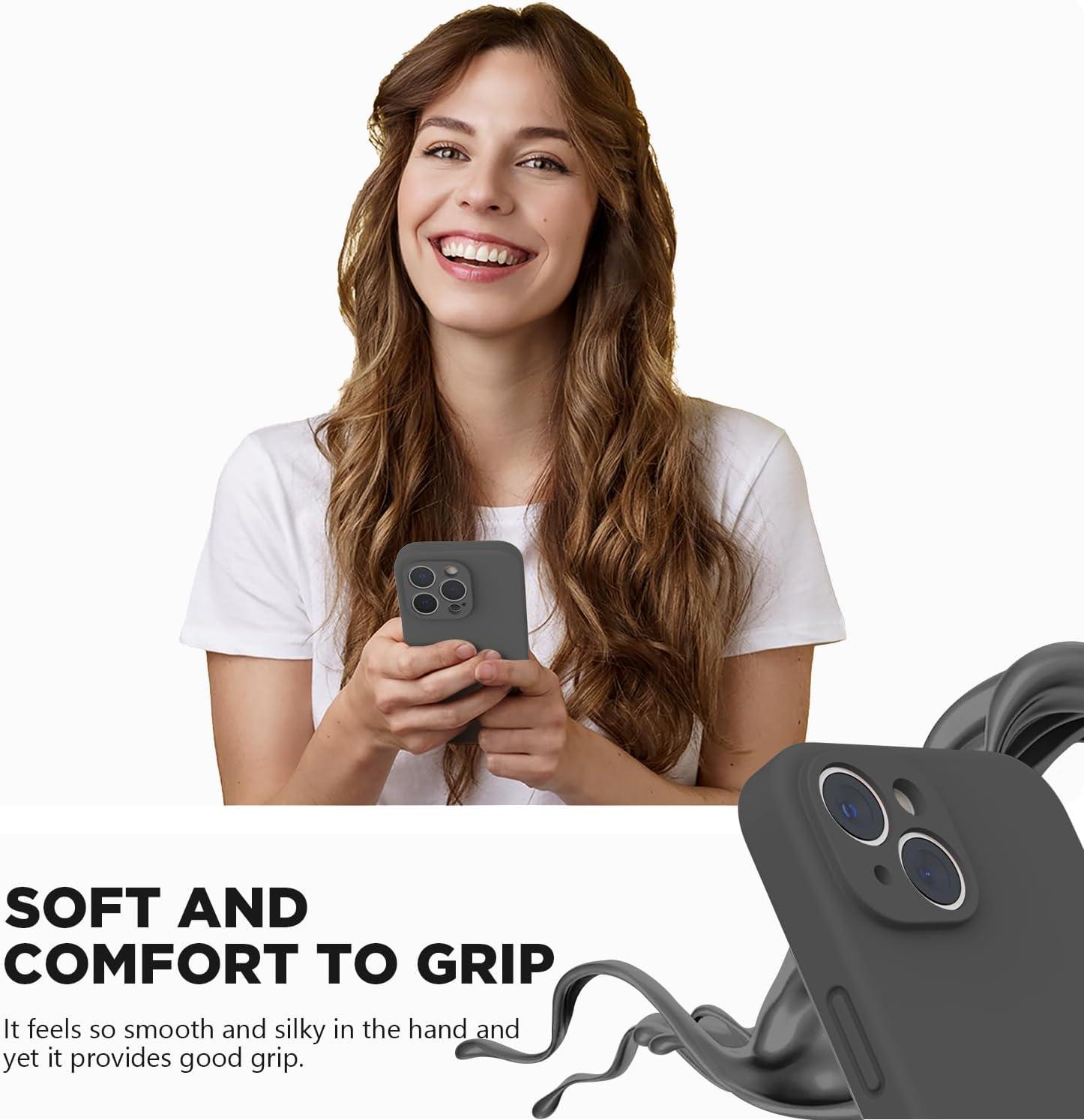 imageSURPHY Designed for iPhone 14 Pro Case with Screen Protector Camera Protection ampamp Soft Microfiber Lining Liquid Silicone Phone Case Cloud BlueClay