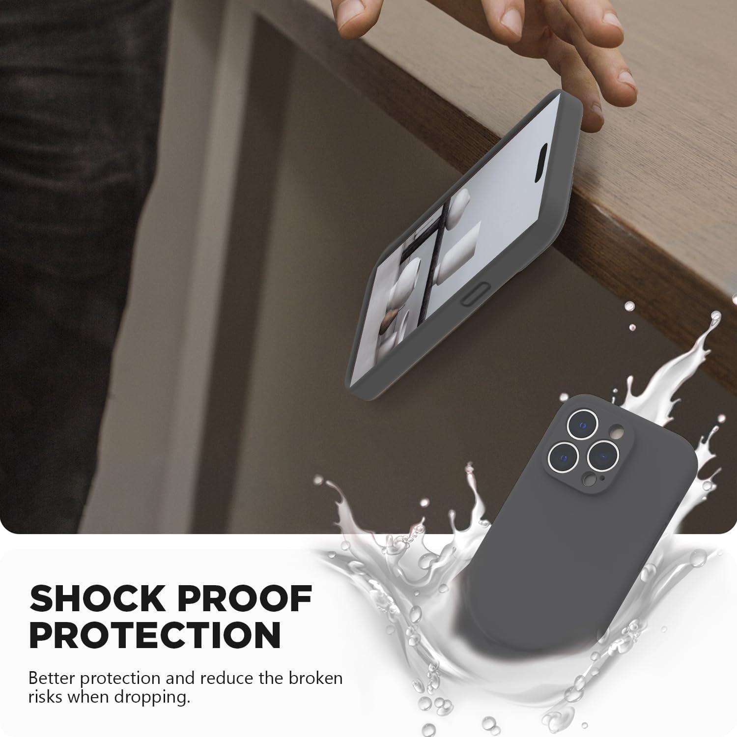 imageSURPHY Designed for iPhone 14 Pro Case with Screen Protector Camera Protection ampamp Soft Microfiber Lining Liquid Silicone Phone Case Cloud BlueClay