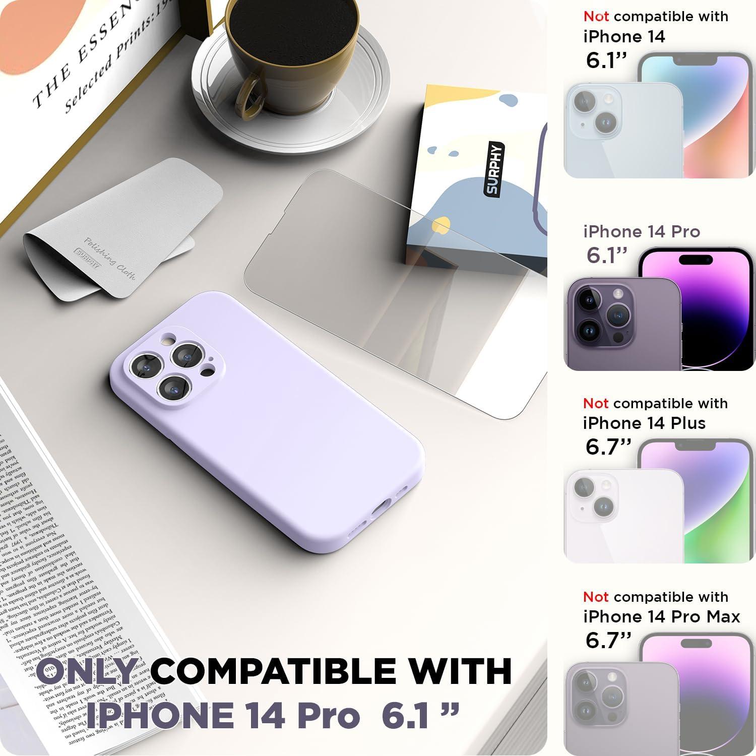 imageSURPHY Designed for iPhone 14 Pro Case with Screen Protector Camera Protection ampamp Soft Microfiber Lining Liquid Silicone Phone Case Cloud BlueLilac