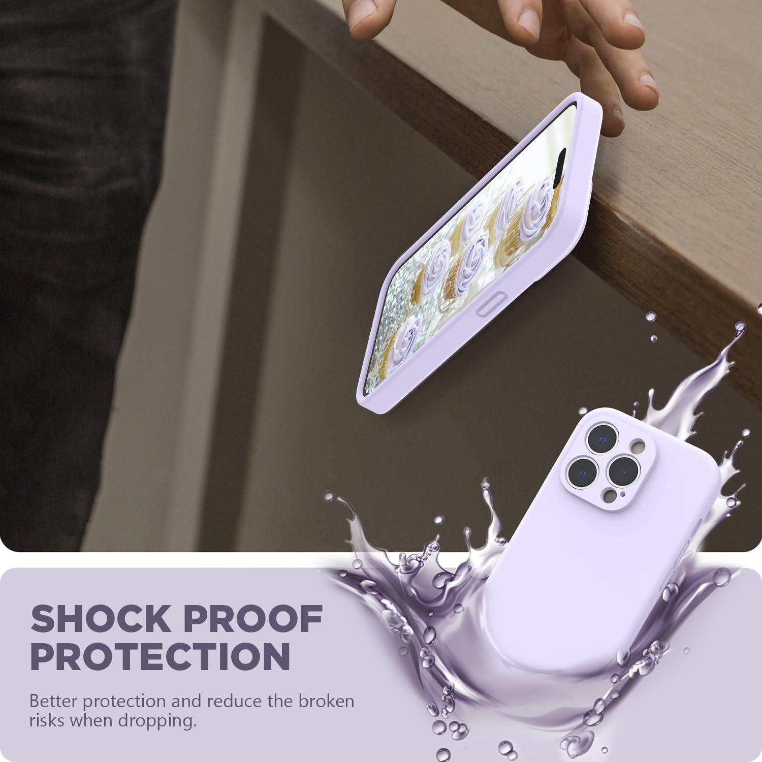 imageSURPHY Designed for iPhone 14 Pro Case with Screen Protector Camera Protection ampamp Soft Microfiber Lining Liquid Silicone Phone Case Cloud BlueLilac