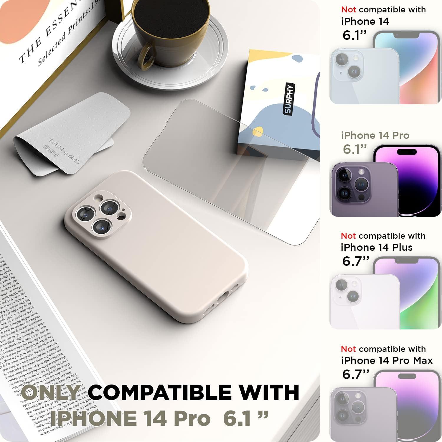 imageSURPHY Designed for iPhone 14 Pro Case with Screen Protector Camera Protection ampamp Soft Microfiber Lining Liquid Silicone Phone Case Cloud BlueStone