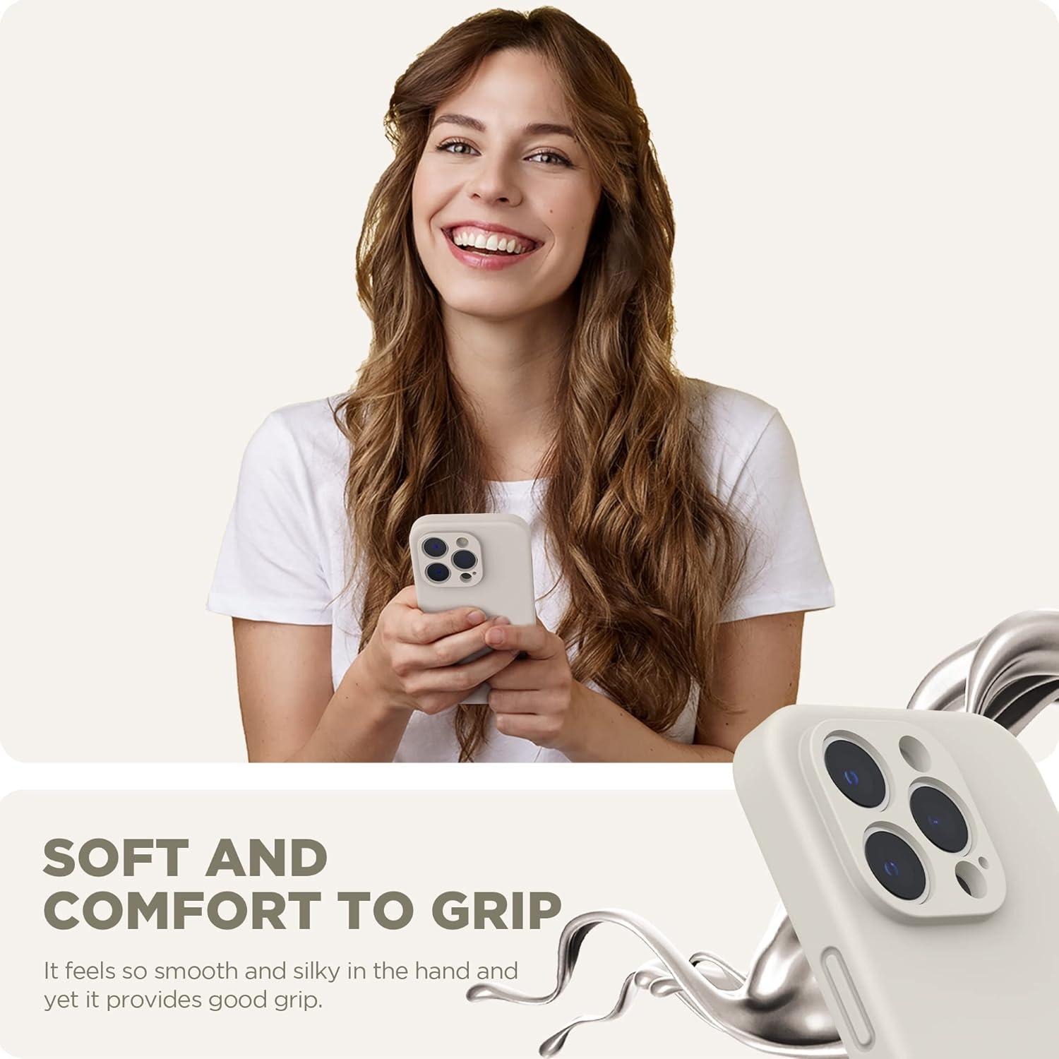 imageSURPHY Designed for iPhone 14 Pro Case with Screen Protector Camera Protection ampamp Soft Microfiber Lining Liquid Silicone Phone Case Cloud BlueStone