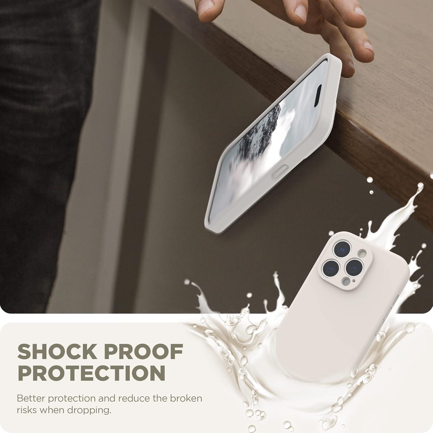 imageSURPHY Designed for iPhone 14 Pro Case with Screen Protector Camera Protection ampamp Soft Microfiber Lining Liquid Silicone Phone Case Cloud BlueStone