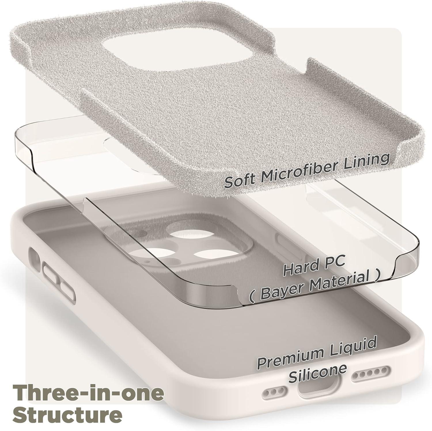 imageSURPHY Designed for iPhone 14 Pro Case with Screen Protector Camera Protection ampamp Soft Microfiber Lining Liquid Silicone Phone Case Cloud BlueStone