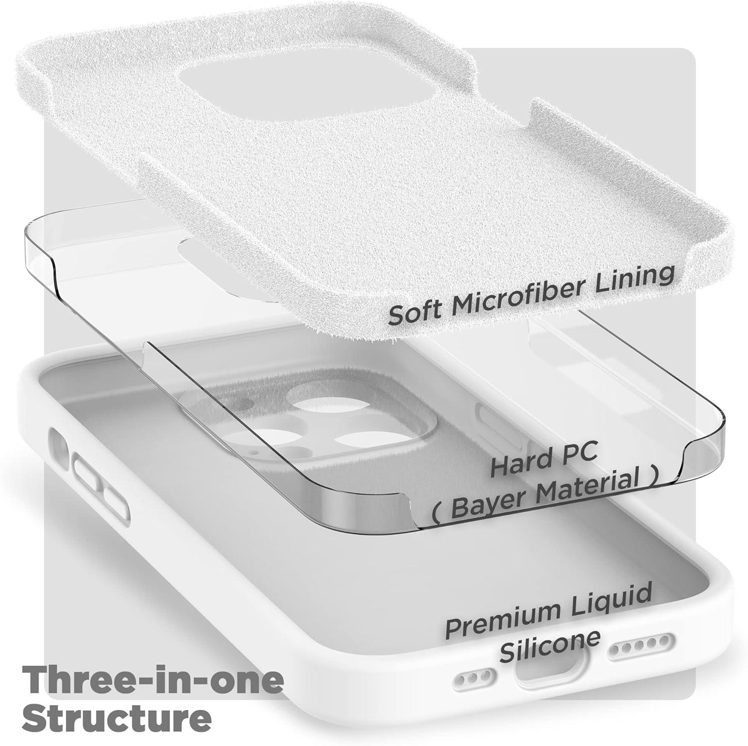 imageSURPHY Designed for iPhone 14 Pro Case with Screen Protector Camera Protection ampamp Soft Microfiber Lining Liquid Silicone Phone Case Cloud BlueWhite