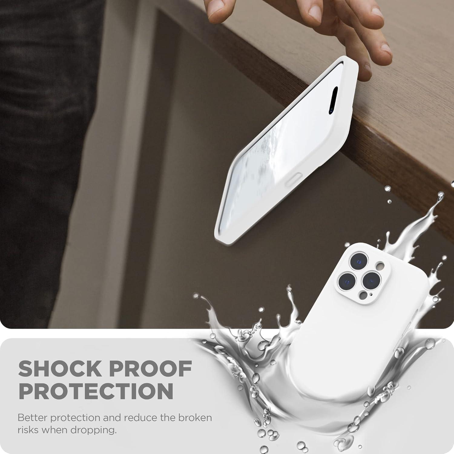 imageSURPHY Designed for iPhone 14 Pro Case with Screen Protector Camera Protection ampamp Soft Microfiber Lining Liquid Silicone Phone Case Cloud BlueWhite