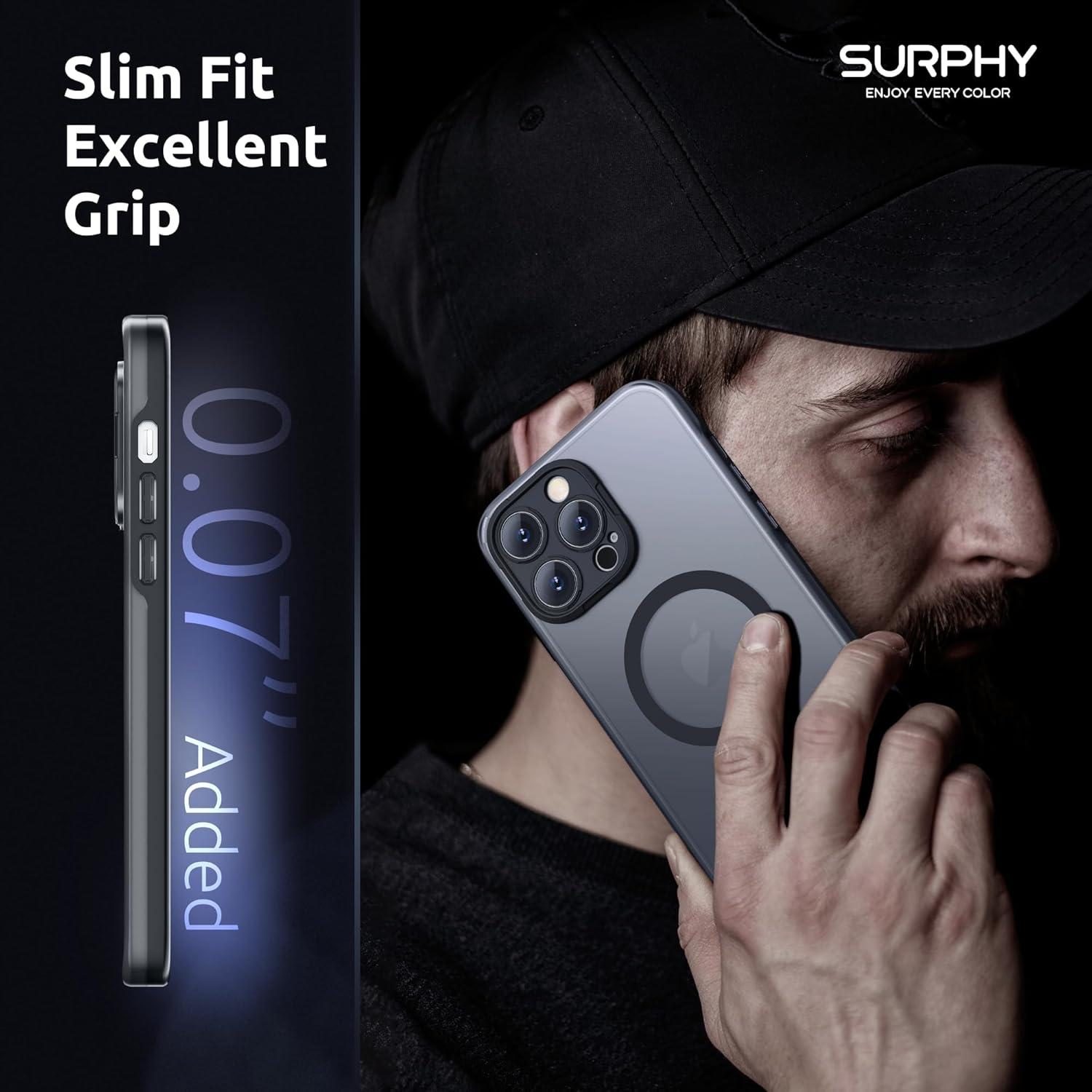 imageSURPHY Designed for iPhone 14 Pro Max Case Compatible with MagSafe 67 inch 2022 with Screen Protector ampamp Camera Protector Translucent Matte Phone Case GreenBlack