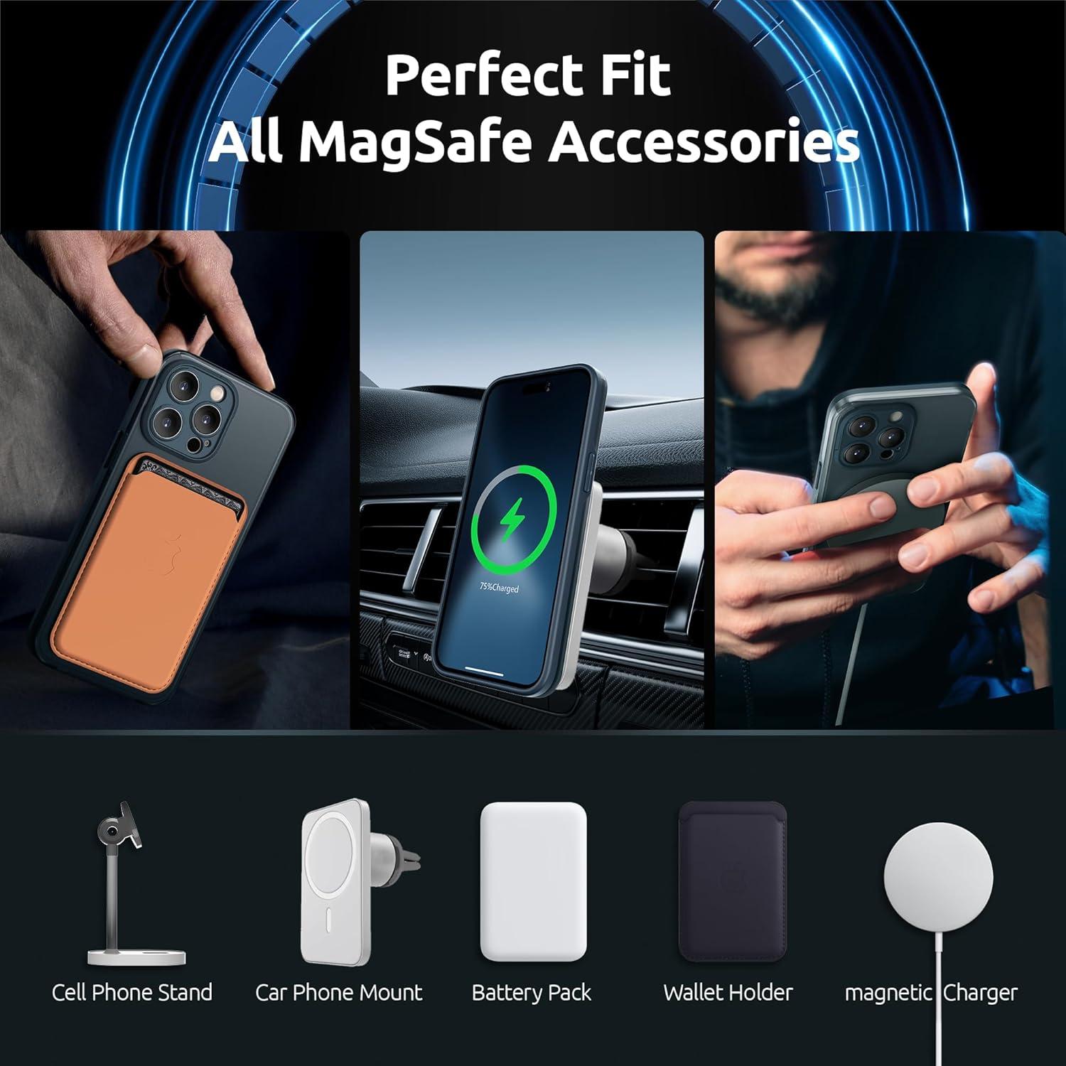 imageSURPHY Designed for iPhone 14 Pro Max Case Compatible with MagSafe 67 inch 2022 with Screen Protector ampamp Camera Protector Translucent Matte Phone Case GreenBlue