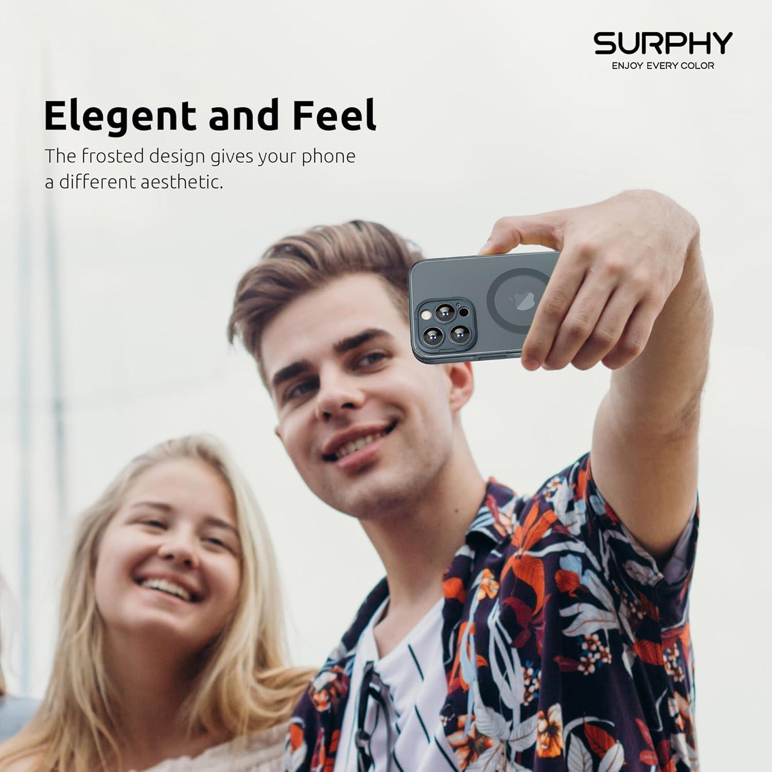 imageSURPHY Designed for iPhone 14 Pro Max Case Compatible with MagSafe 67 inch 2022 with Screen Protector ampamp Camera Protector Translucent Matte Phone Case GreenBlue