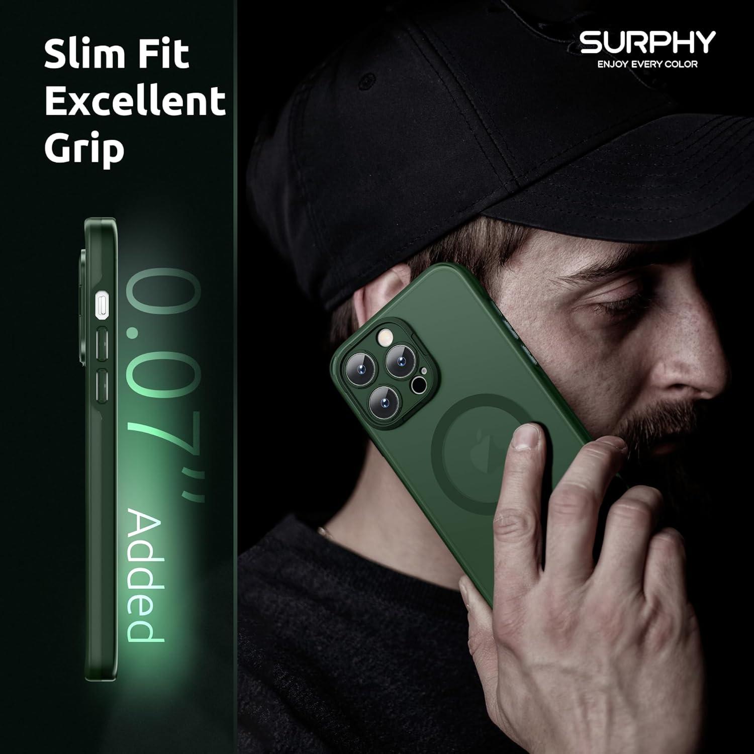 imageSURPHY Designed for iPhone 14 Pro Max Case Compatible with MagSafe 67 inch 2022 with Screen Protector ampamp Camera Protector Translucent Matte Phone Case GreenGreen
