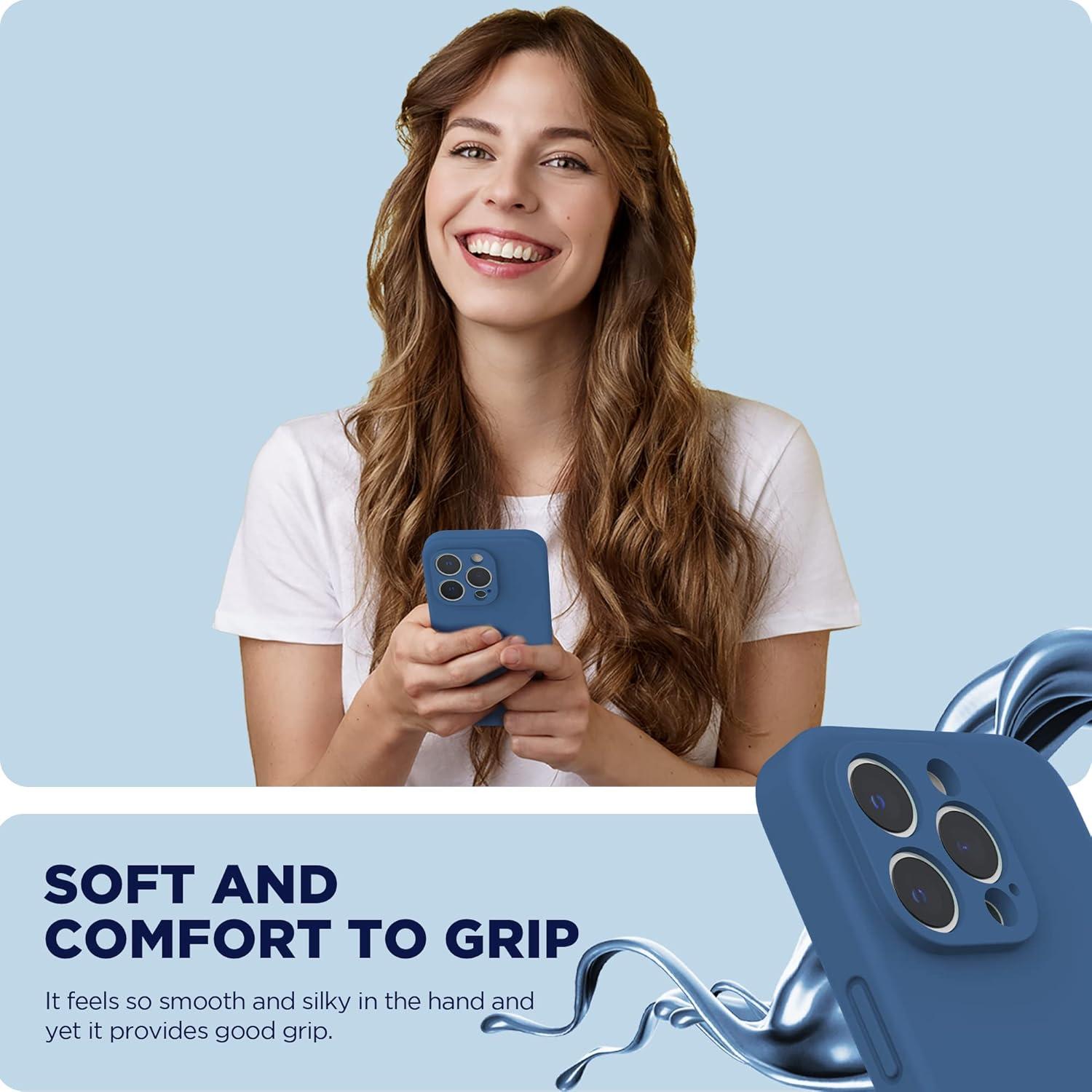 imageSURPHY Designed for iPhone 14 Pro Max Case with Screen Protector with Camera Protection ampamp Soft Microfiber Lining Liquid Silicone Phone Case Cactus GreenBlue Jay