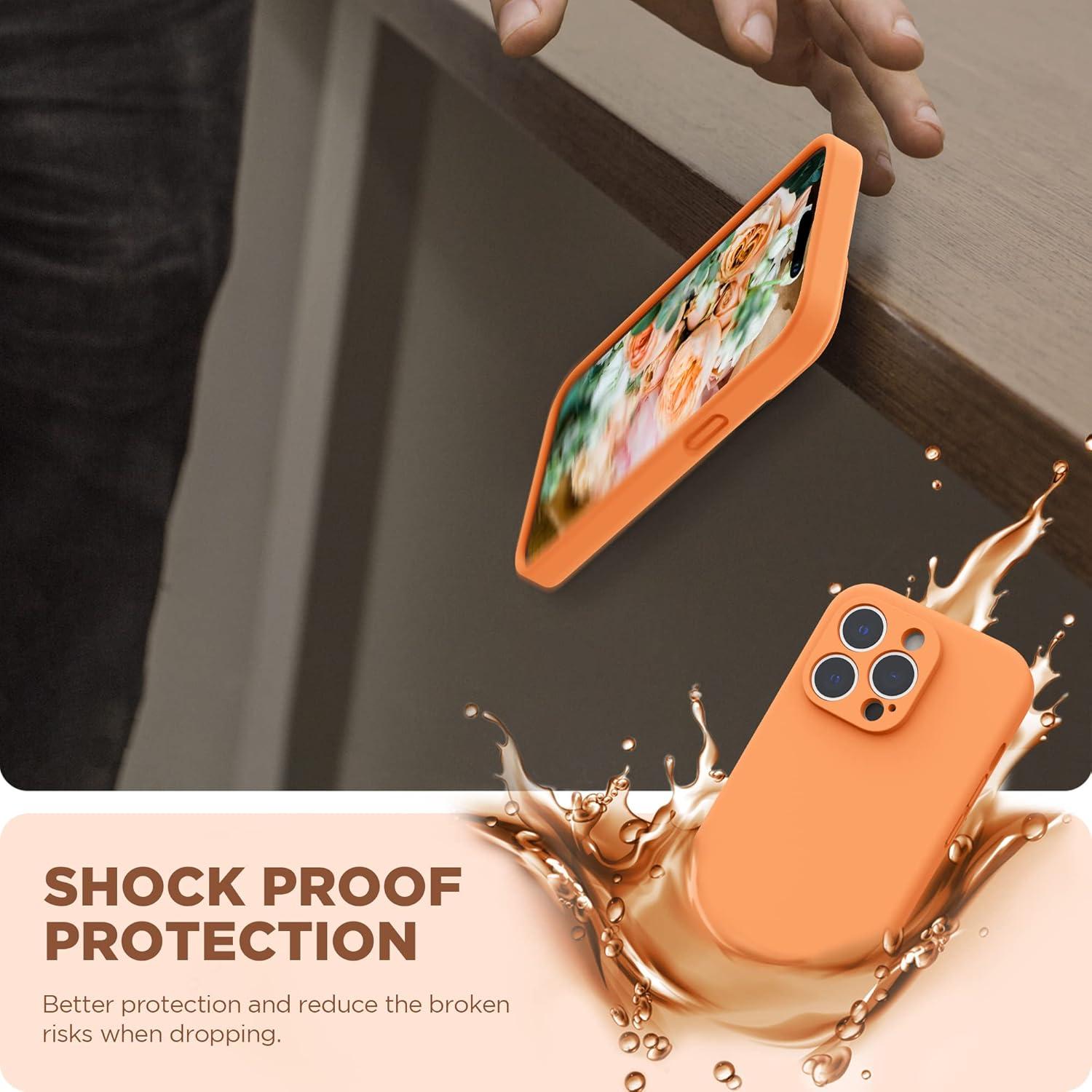 imageSURPHY Designed for iPhone 14 Pro Max Case with Screen Protector with Camera Protection ampamp Soft Microfiber Lining Liquid Silicone Phone Case Cactus GreenMarigold Orange