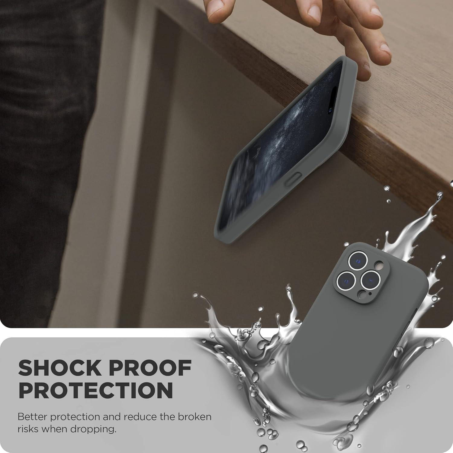 imageSURPHY Designed for iPhone 14 Pro Max Case with Screen Protector with Camera Protection ampamp Soft Microfiber Lining Liquid Silicone Phone Case Cactus GreenSpace Gray