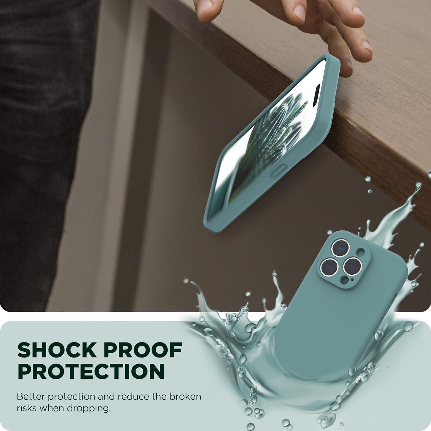 imageSURPHY Designed for iPhone 14 Pro Max Case with Screen Protector with Camera Protection ampamp Soft Microfiber Lining Liquid Silicone Phone Case Cactus GreenCactus Green