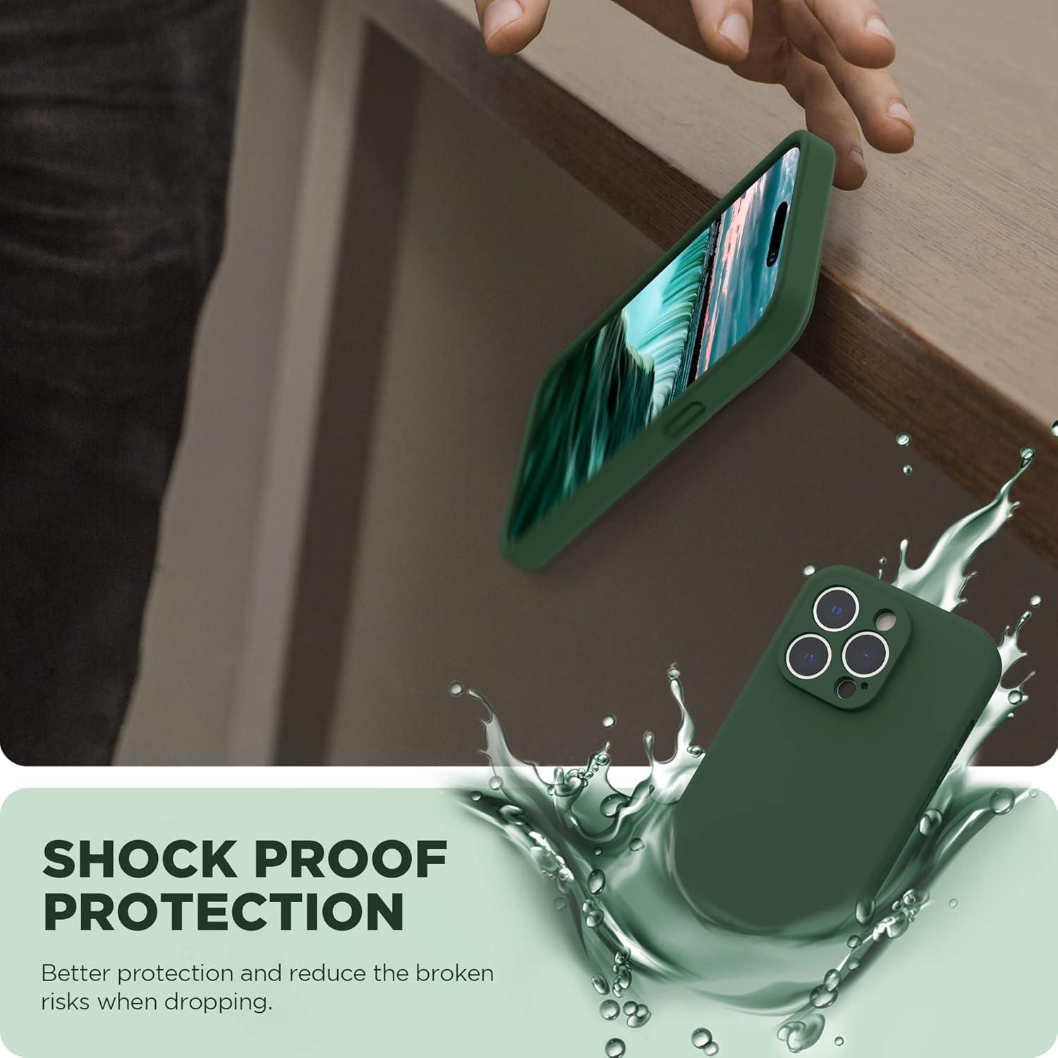 imageSURPHY Designed for iPhone 14 Pro Max Case with Screen Protector with Camera Protection ampamp Soft Microfiber Lining Liquid Silicone Phone Case Cactus GreenClover Green