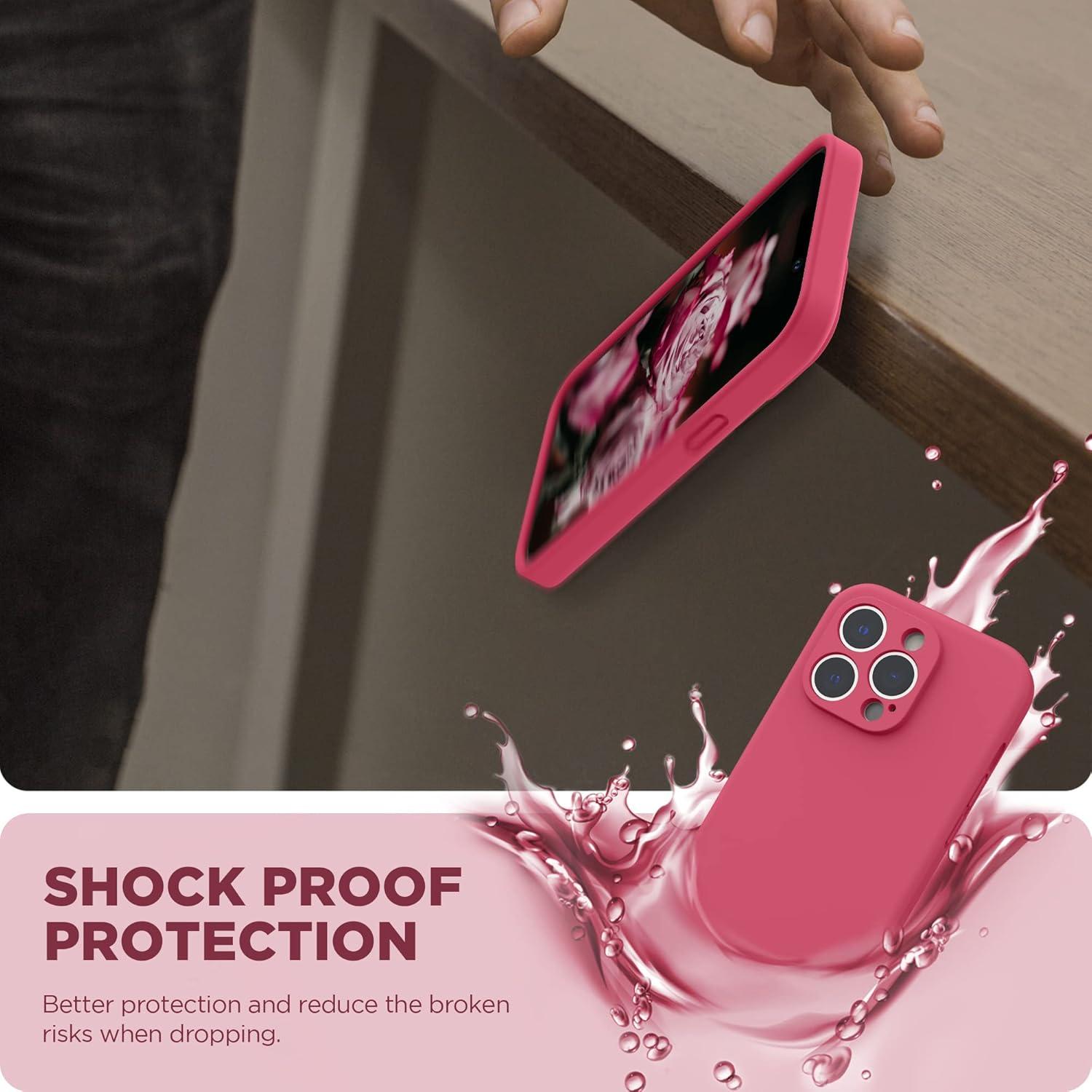 imageSURPHY Designed for iPhone 14 Pro Max Case with Screen Protector with Camera Protection ampamp Soft Microfiber Lining Liquid Silicone Phone Case Cactus GreenHibiscus