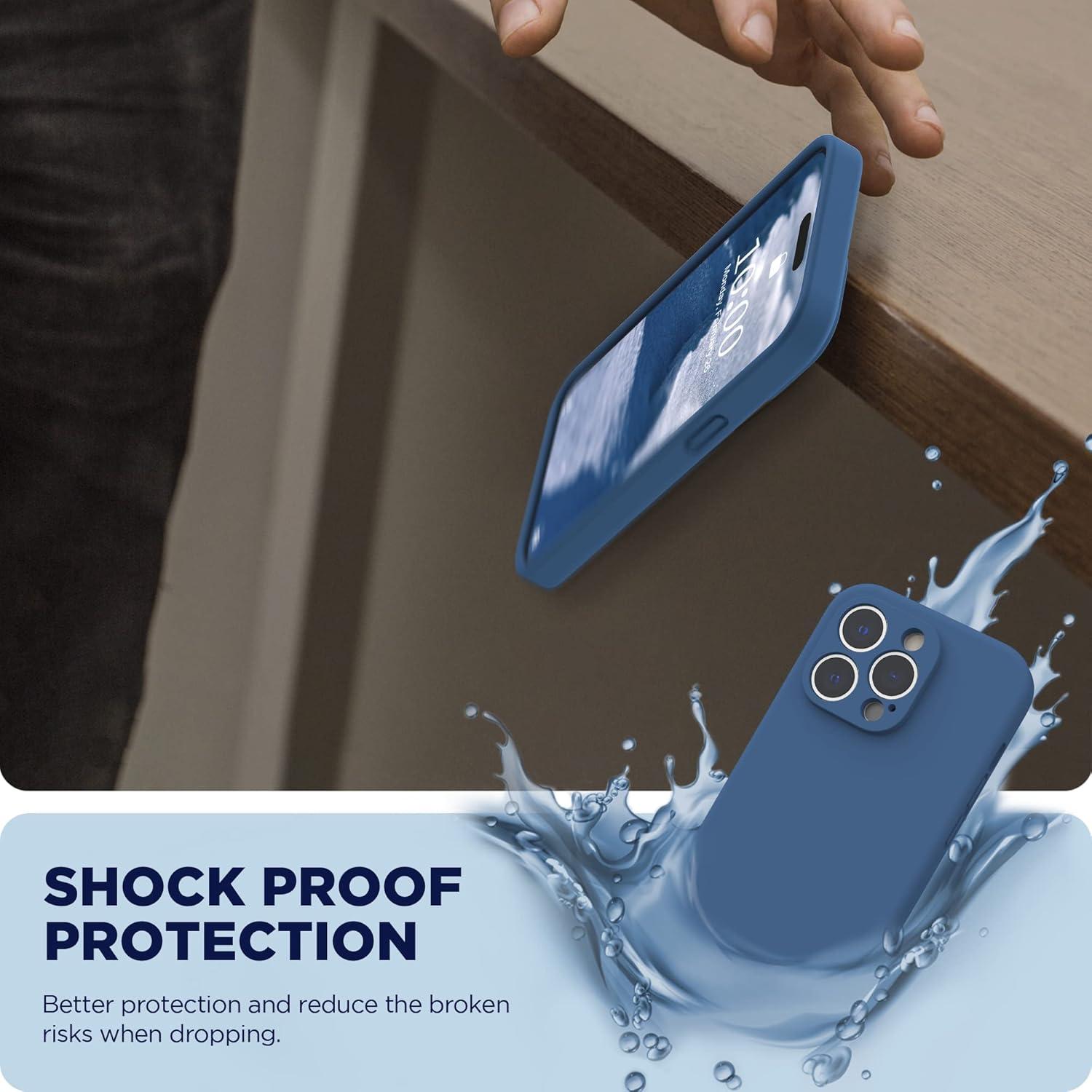 imageSURPHY Designed for iPhone 14 Pro Max Case with Screen Protector with Camera Protection ampamp Soft Microfiber Lining Liquid Silicone Phone Case Cactus GreenBlue Jay