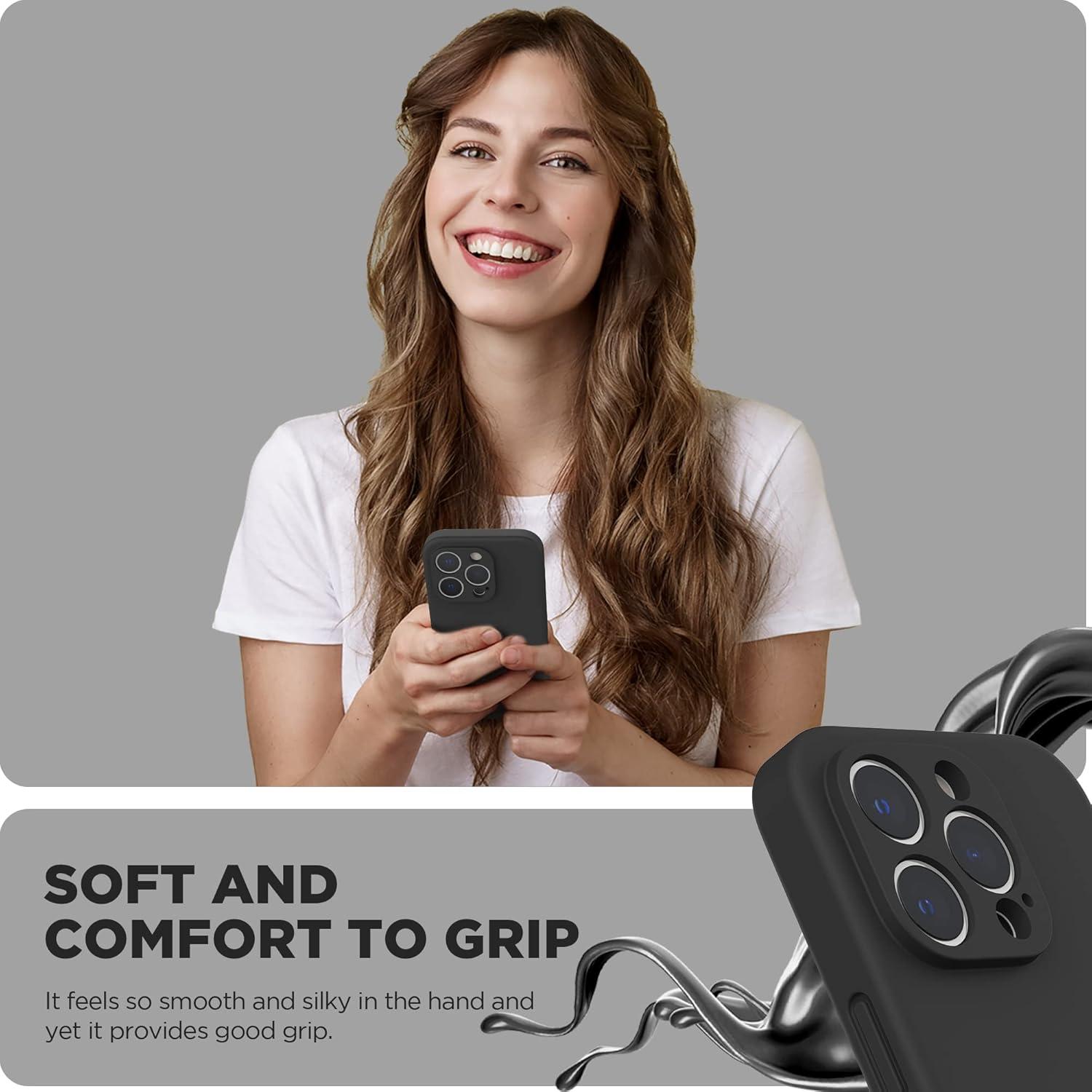 imageSURPHY Designed for iPhone 14 Pro Max Case with Screen Protector with Camera Protection ampamp Soft Microfiber Lining Liquid Silicone Phone Case Cactus GreenBlack