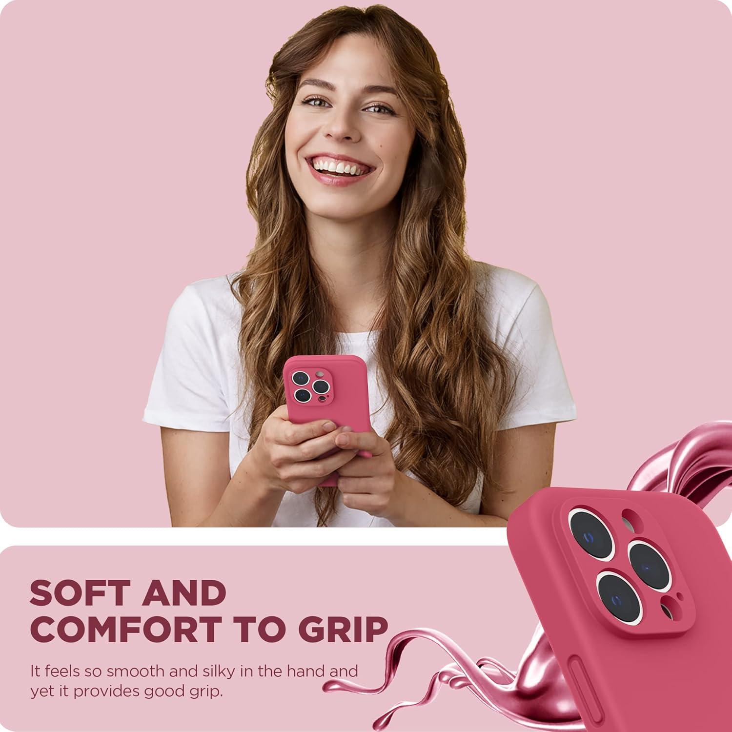 imageSURPHY Designed for iPhone 14 Pro Max Case with Screen Protector with Camera Protection ampamp Soft Microfiber Lining Liquid Silicone Phone Case Cactus GreenHibiscus