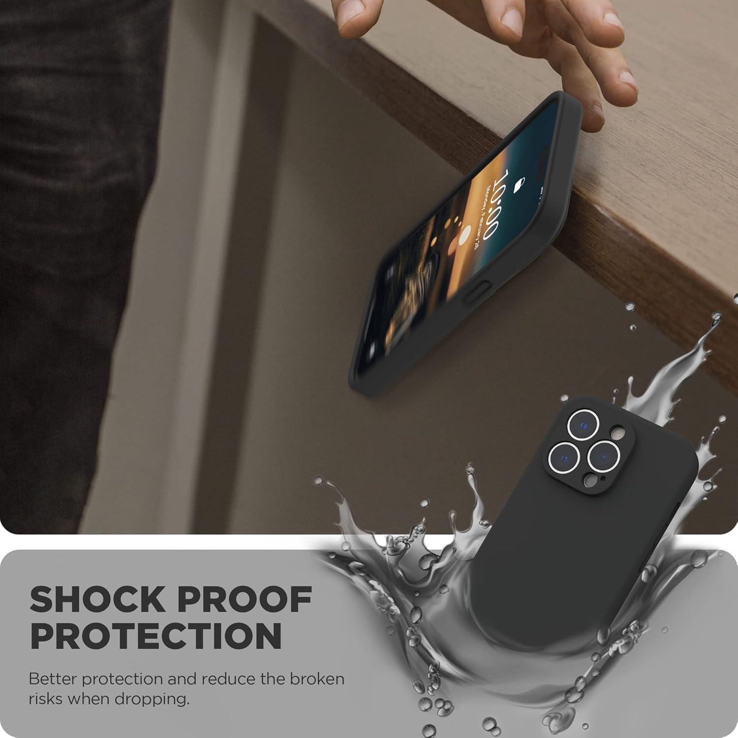 imageSURPHY Designed for iPhone 14 Pro Max Case with Screen Protector with Camera Protection ampamp Soft Microfiber Lining Liquid Silicone Phone Case Cactus GreenBlack