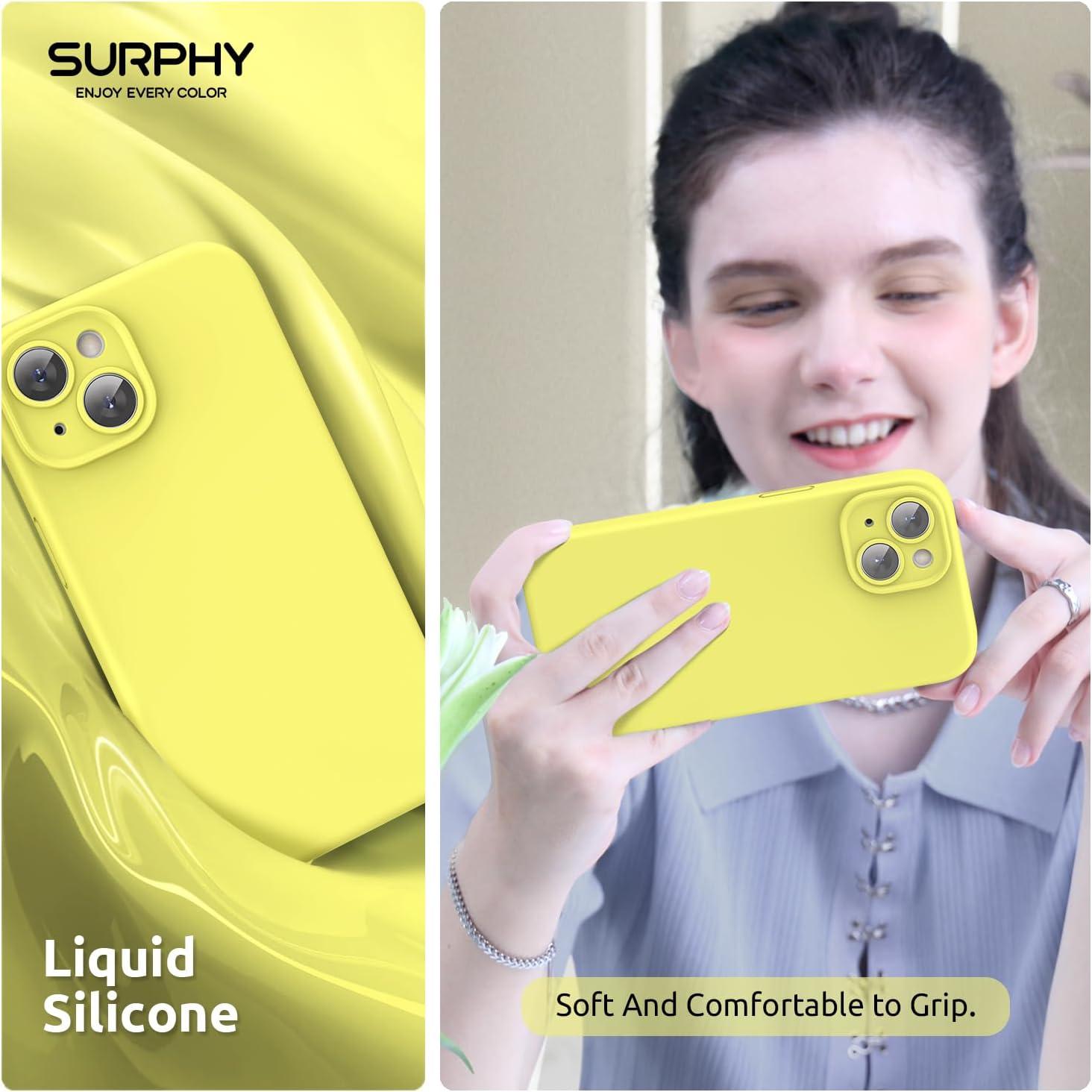 imageSURPHY Designed for iPhone 15 Case Compatible with MagSafe 61 inch 2023 with 2 Pack Screen Protector Liquid Silicone Phone Case Camera Protective ampamp Soft Microfiber Lining Cactus GreenYellow