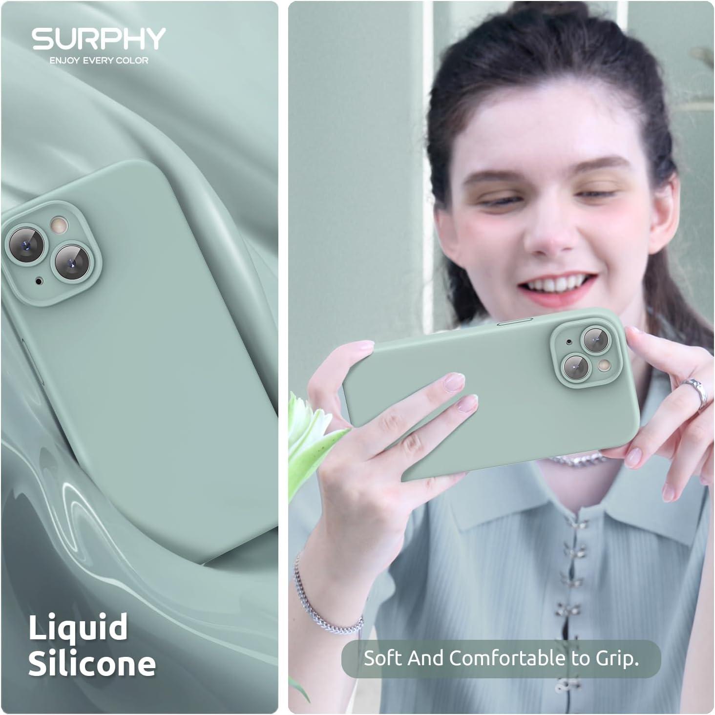 imageSURPHY Designed for iPhone 15 Case Compatible with MagSafe 61 inch 2023 with 2 Pack Screen Protector Liquid Silicone Phone Case Camera Protective ampamp Soft Microfiber Lining Cactus GreenSucculent