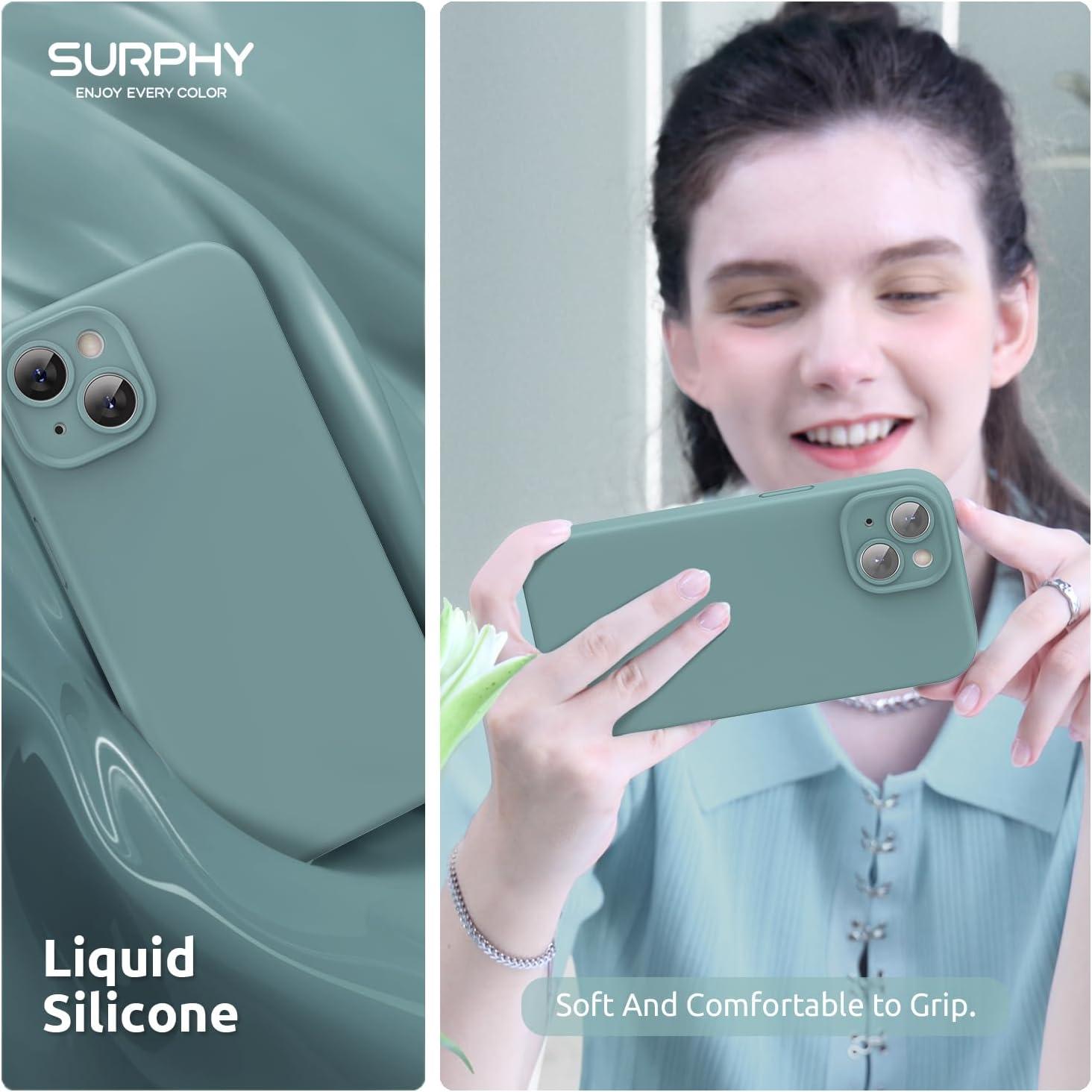 imageSURPHY Designed for iPhone 15 Case Compatible with MagSafe 61 inch 2023 with 2 Pack Screen Protector Liquid Silicone Phone Case Camera Protective ampamp Soft Microfiber Lining Cactus GreenCactus Green