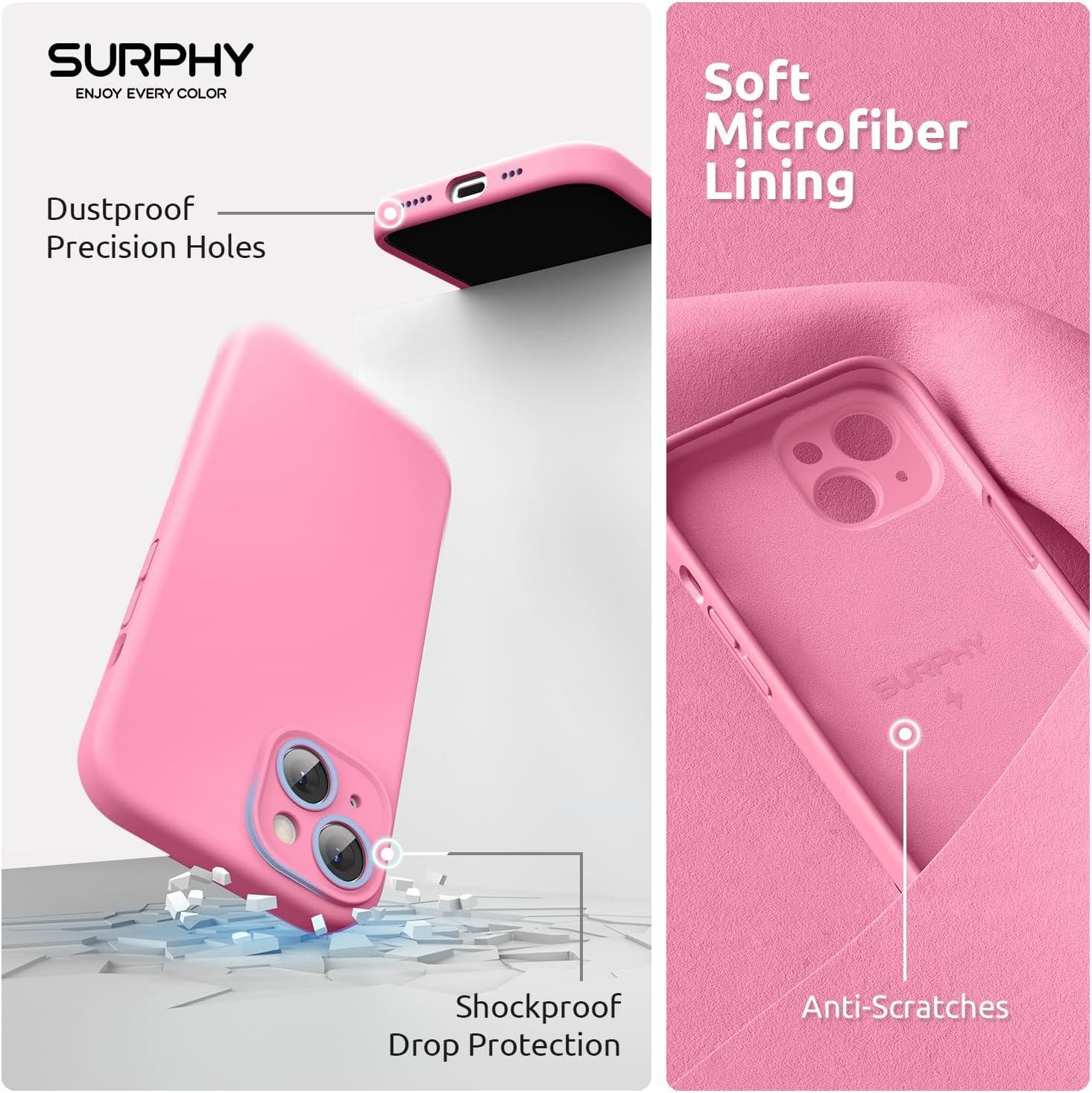 imageSURPHY Designed for iPhone 15 Case Compatible with MagSafe 61 inch 2023 with 2 Pack Screen Protector Liquid Silicone Phone Case Camera Protective ampamp Soft Microfiber Lining Cactus GreenPink