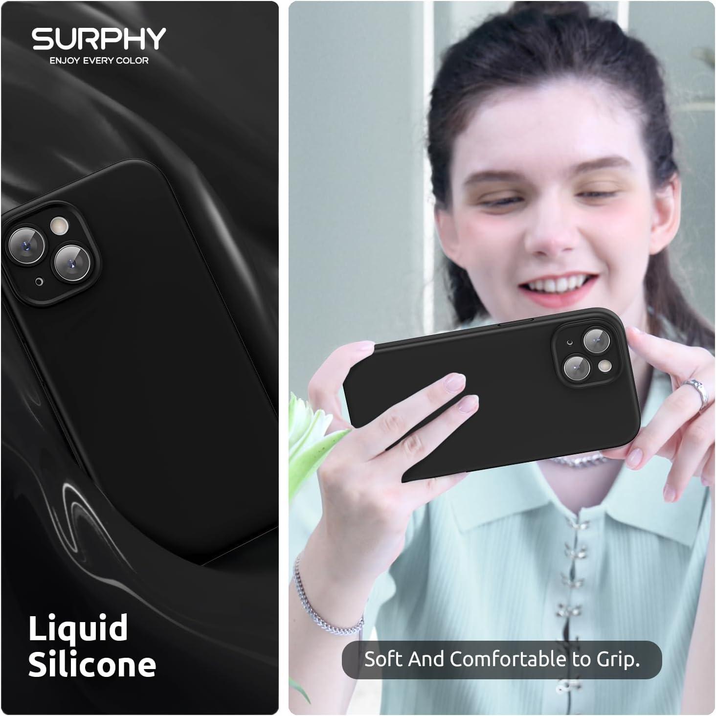 imageSURPHY Designed for iPhone 15 Case Compatible with MagSafe 61 inch 2023 with 2 Pack Screen Protector Liquid Silicone Phone Case Camera Protective ampamp Soft Microfiber Lining Cactus GreenBlack