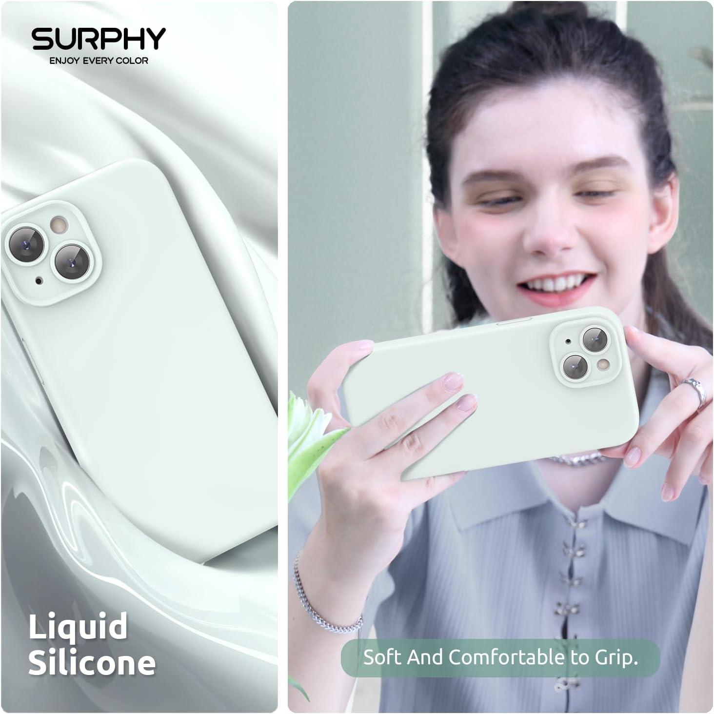 imageSURPHY Designed for iPhone 15 Case Compatible with MagSafe 61 inch 2023 with 2 Pack Screen Protector Liquid Silicone Phone Case Camera Protective ampamp Soft Microfiber Lining Cactus GreenSoft Mint