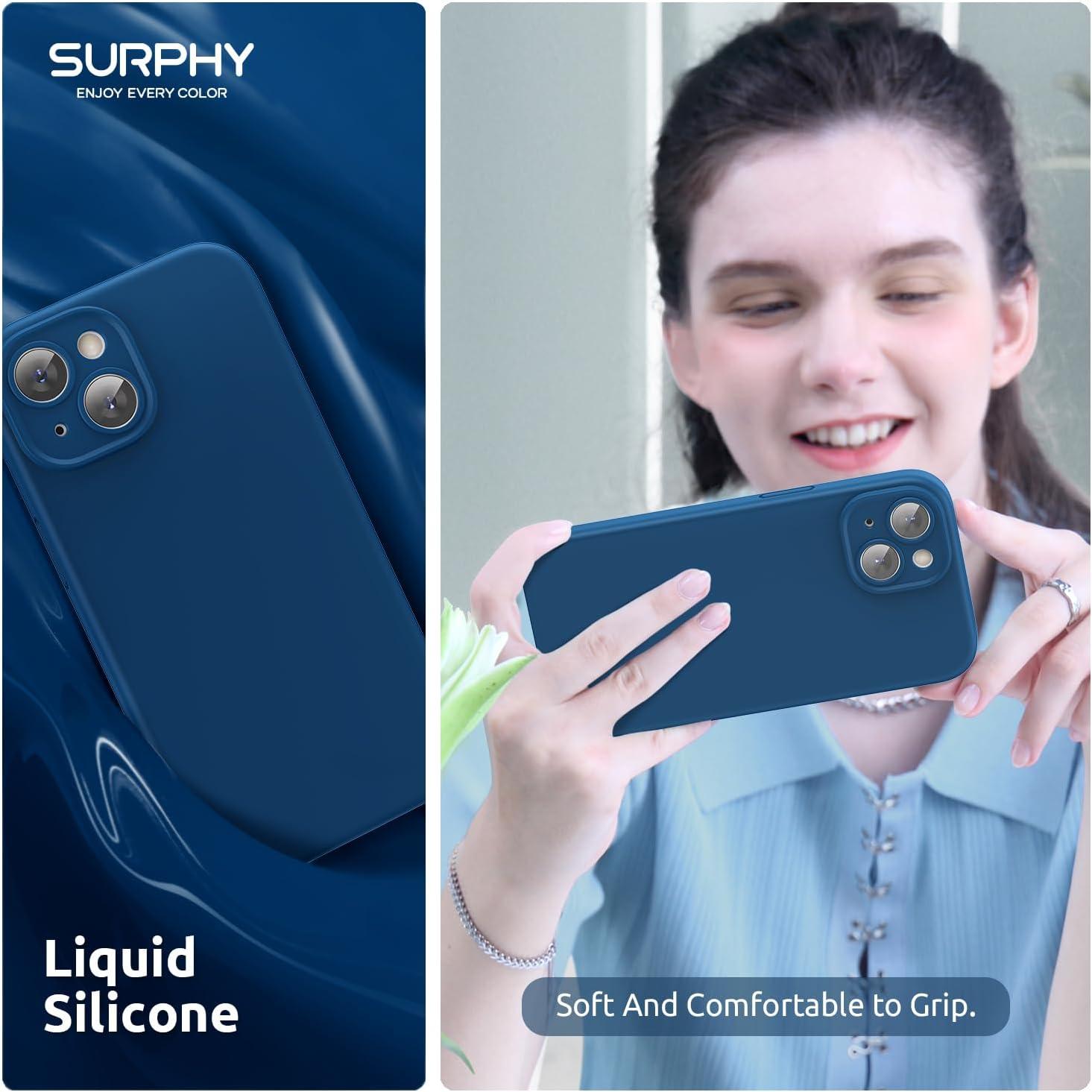 imageSURPHY Designed for iPhone 15 Case Compatible with MagSafe 61 inch 2023 with 2 Pack Screen Protector Liquid Silicone Phone Case Camera Protective ampamp Soft Microfiber Lining Cactus GreenHorizon Blue