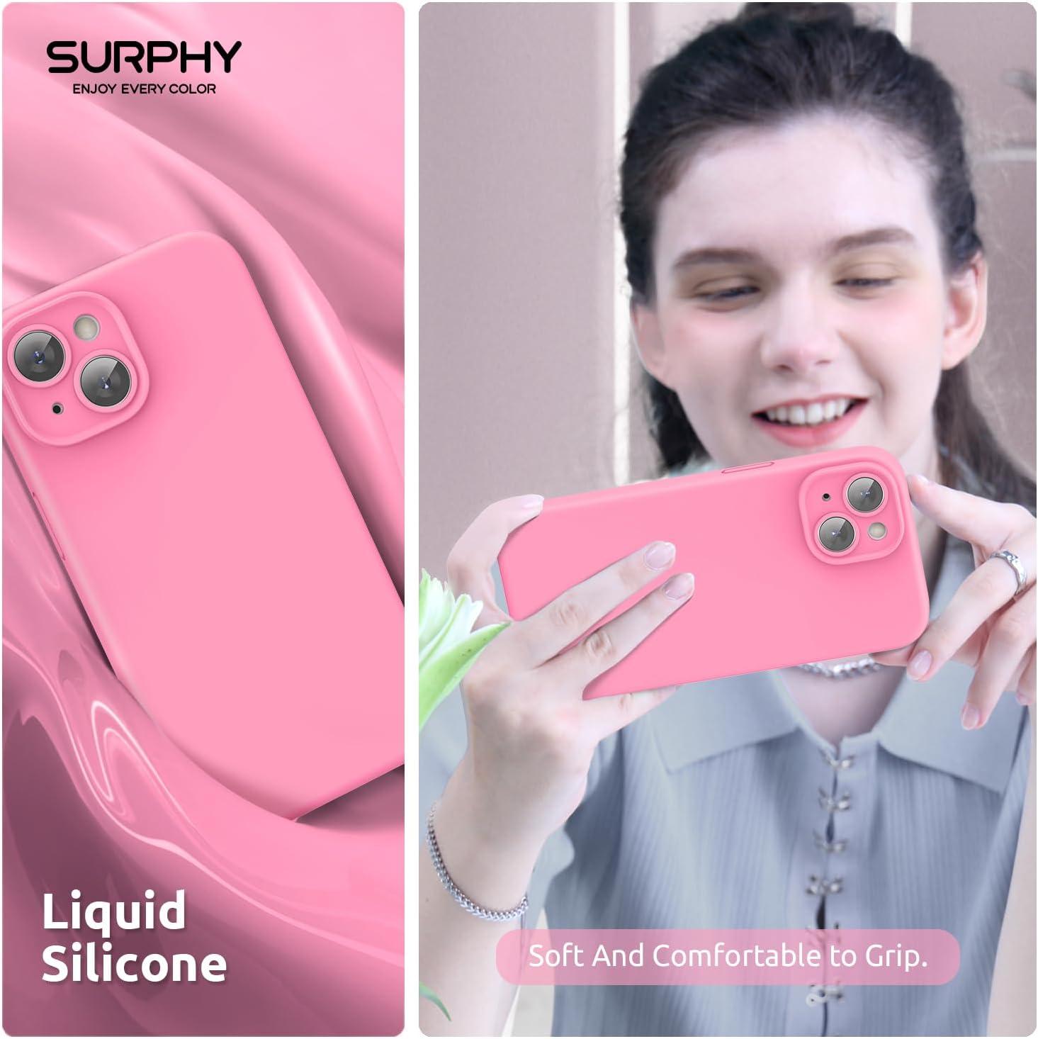 imageSURPHY Designed for iPhone 15 Case Compatible with MagSafe 61 inch 2023 with 2 Pack Screen Protector Liquid Silicone Phone Case Camera Protective ampamp Soft Microfiber Lining Cactus GreenPink