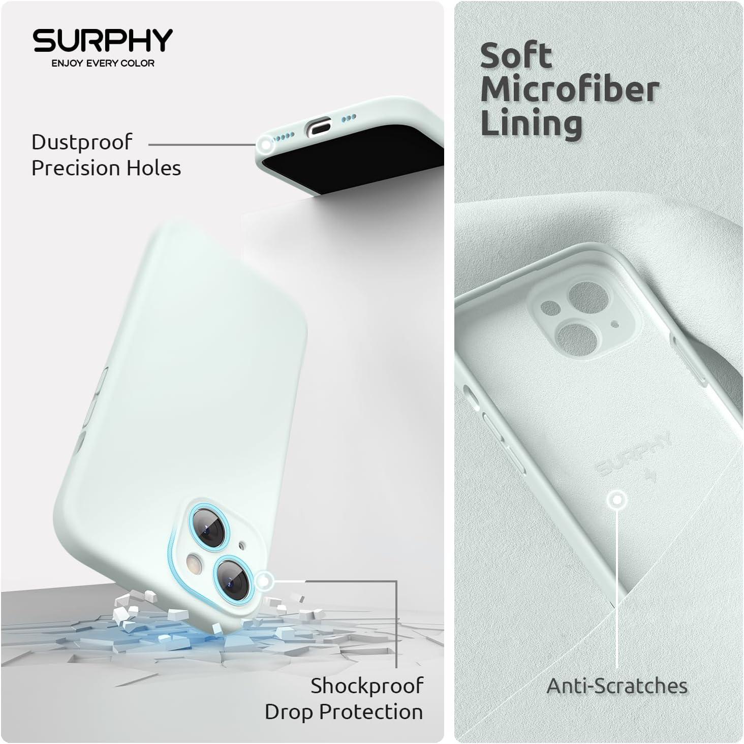 imageSURPHY Designed for iPhone 15 Case Compatible with MagSafe 61 inch 2023 with 2 Pack Screen Protector Liquid Silicone Phone Case Camera Protective ampamp Soft Microfiber Lining Cactus GreenSoft Mint