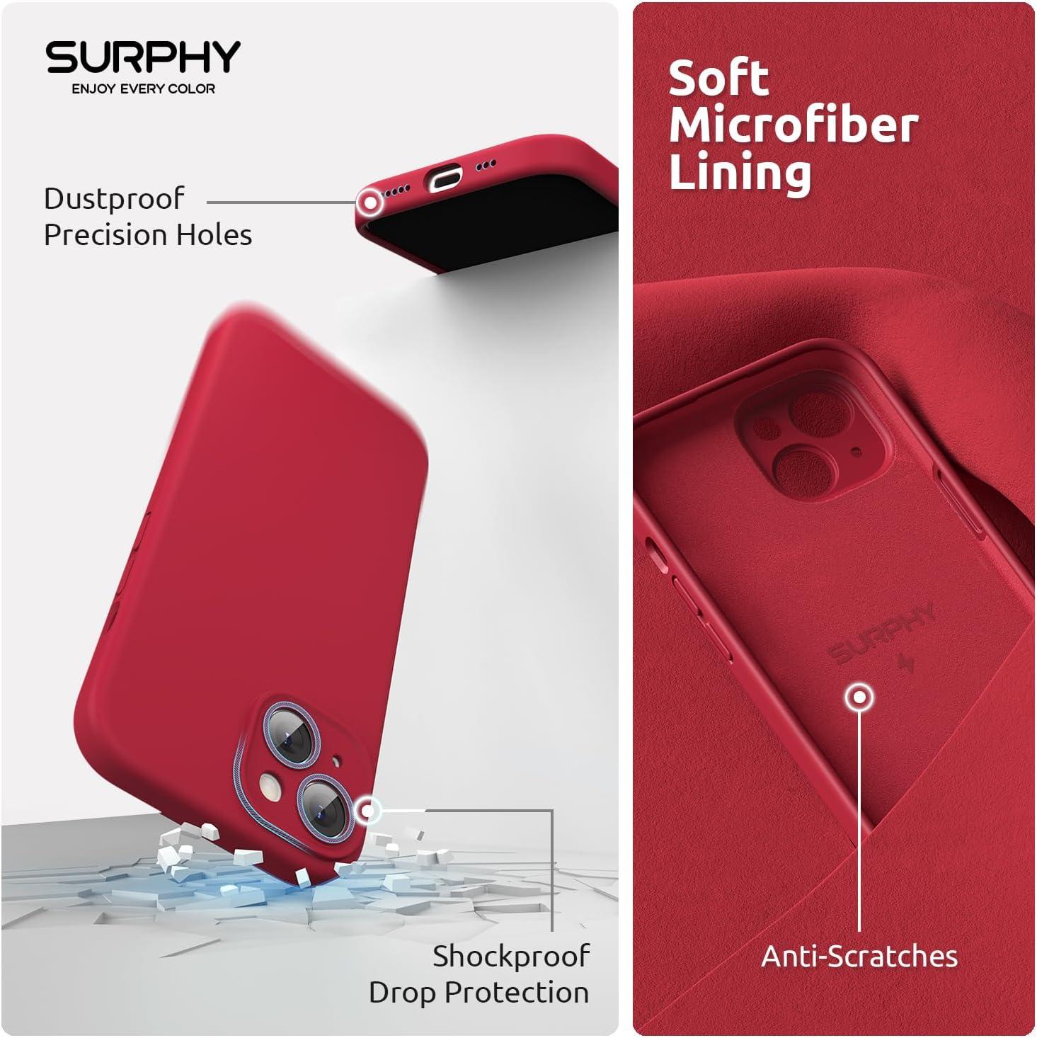 imageSURPHY Designed for iPhone 15 Case Compatible with MagSafe 61 inch 2023 with 2 Pack Screen Protector Liquid Silicone Phone Case Camera Protective ampamp Soft Microfiber Lining Cactus GreenRed