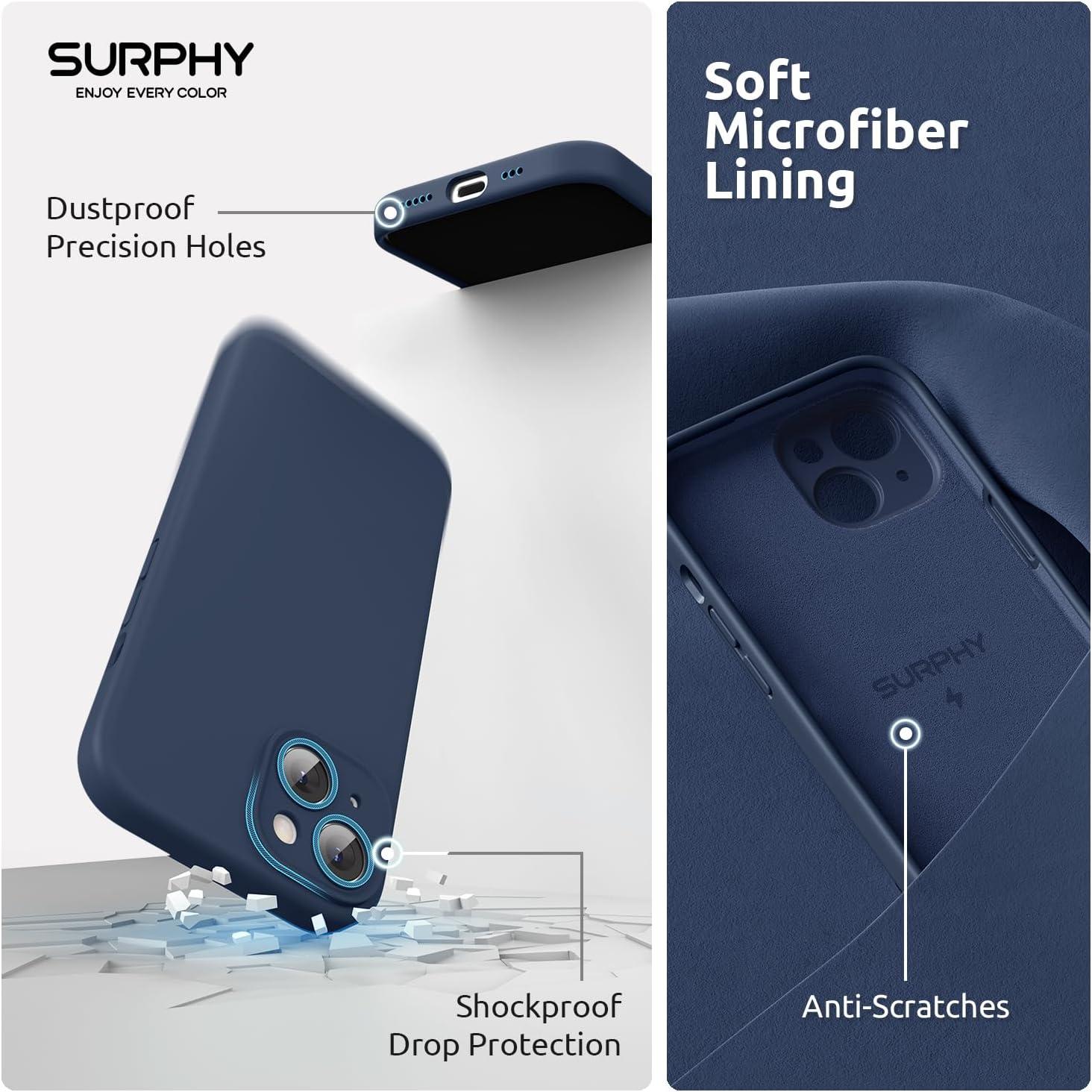 imageSURPHY Designed for iPhone 15 Case Compatible with MagSafe 61 inch 2023 with 2 Pack Screen Protector Liquid Silicone Phone Case Camera Protective ampamp Soft Microfiber Lining Cactus GreenStorm Blue