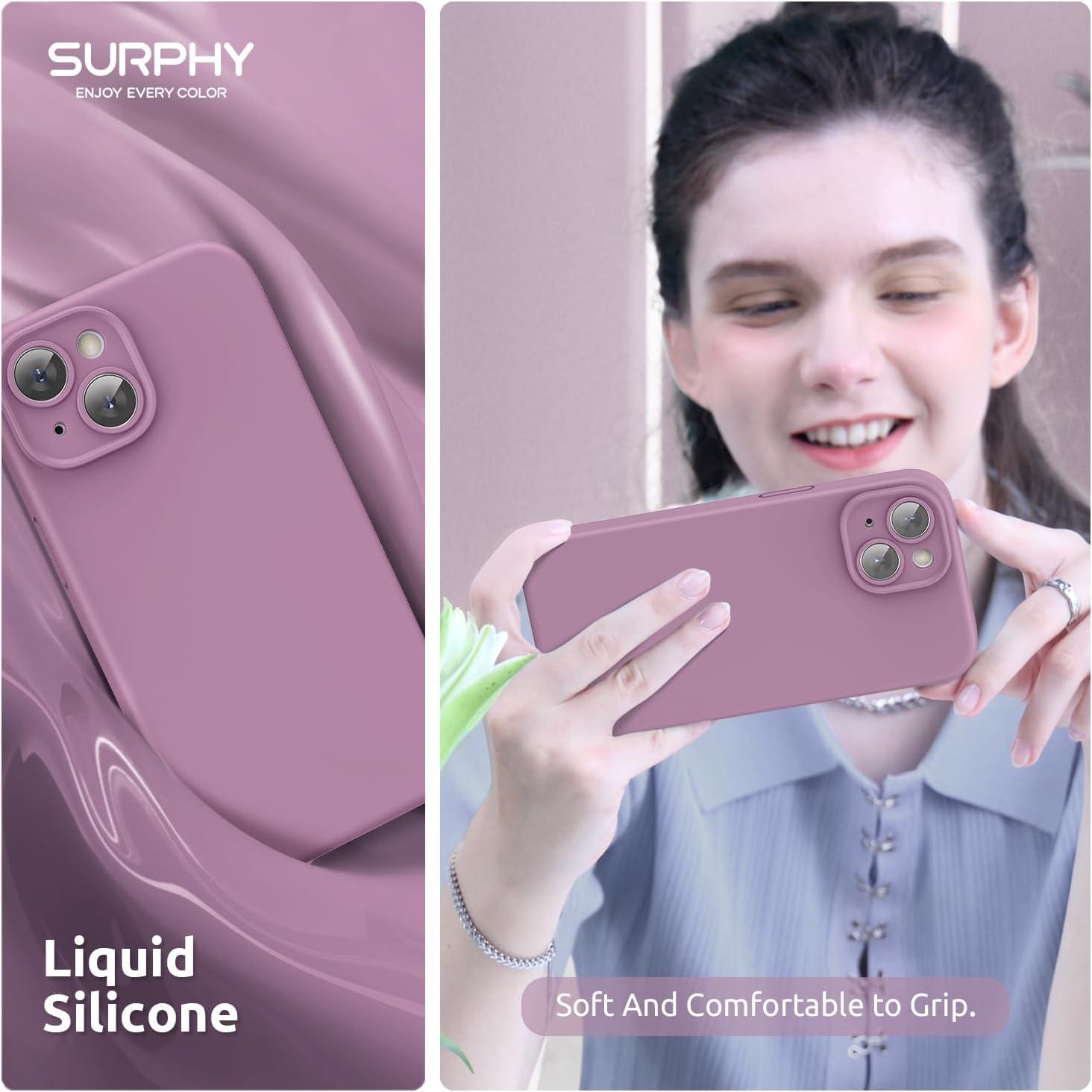 imageSURPHY Designed for iPhone 15 Case Compatible with MagSafe 61 inch 2023 with 2 Pack Screen Protector Liquid Silicone Phone Case Camera Protective ampamp Soft Microfiber Lining Cactus GreenLilac Purple